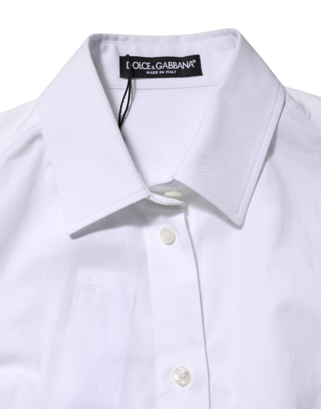 Dolce & Gabbana Weißes Baumwollhemd mit langen Ärmeln und Kragen