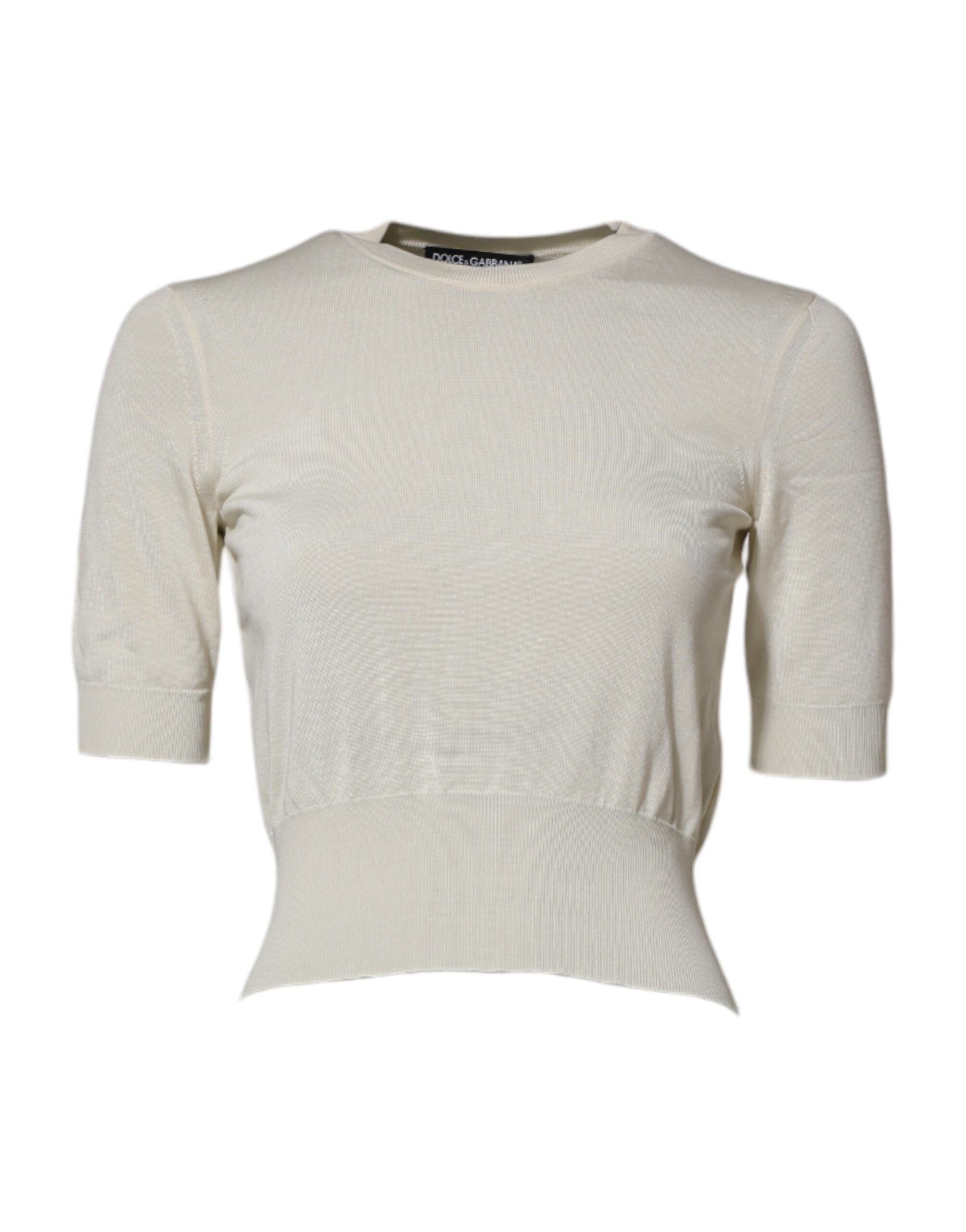 Dolce & Gabbana Weiße Seidenbluse mit kurzen Ärmeln Pullover Top
