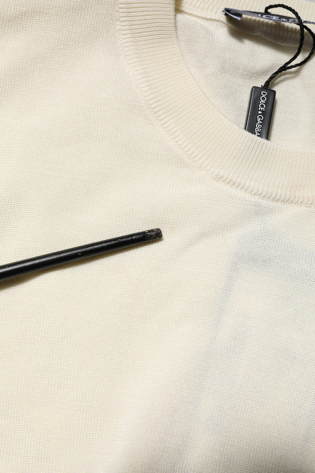 Dolce & Gabbana Weiße Seidenbluse mit kurzen Ärmeln Pullover Top