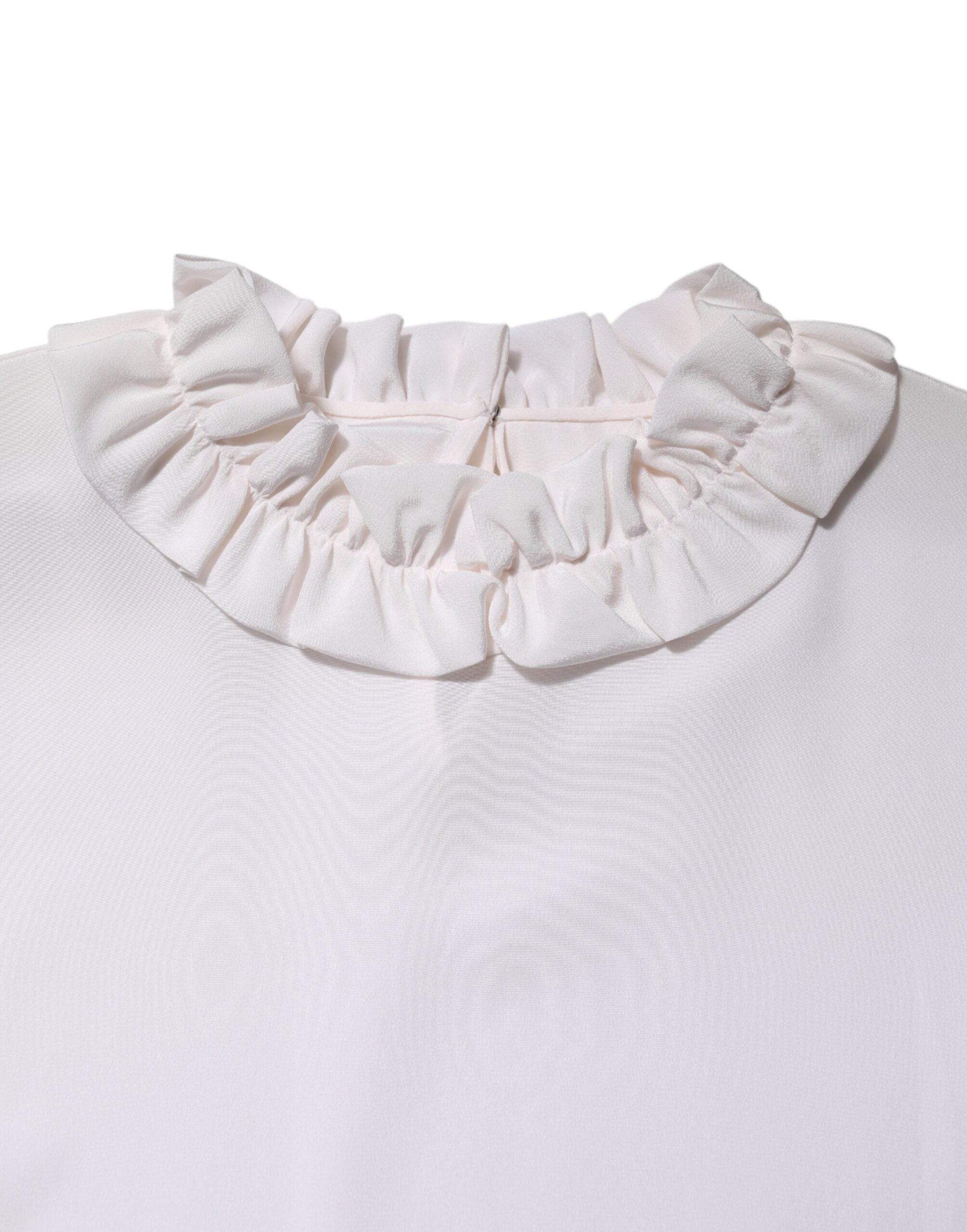 Dolce & Gabbana Weiße Bluse mit gerafftem Ausschnitt Pullover-Oberteil