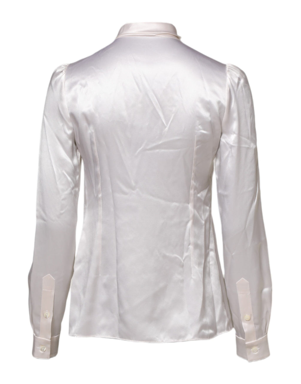Dolce & Gabbana Weißer Ascot-Kragen Langarm-Bluse Top