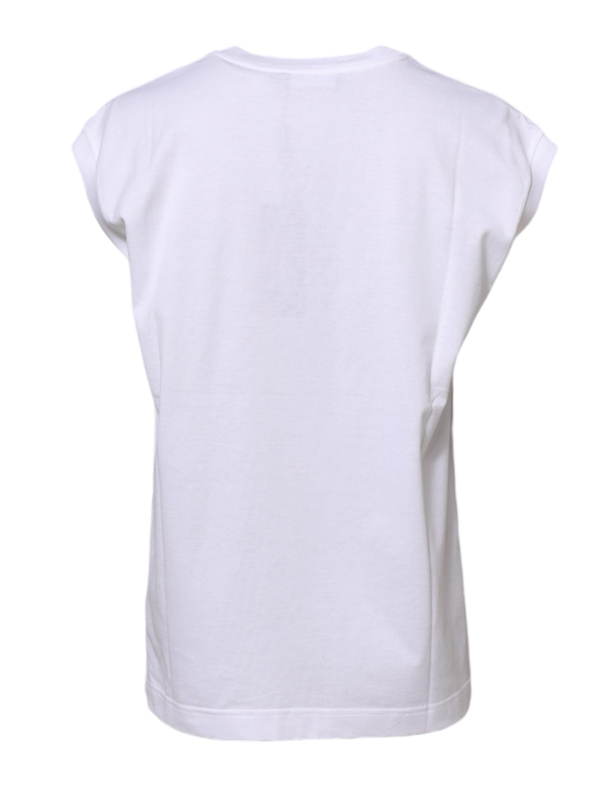 Dolce & Gabbana Weißes ärmelloses Baumwoll-Tank-T-Shirt für Frauen