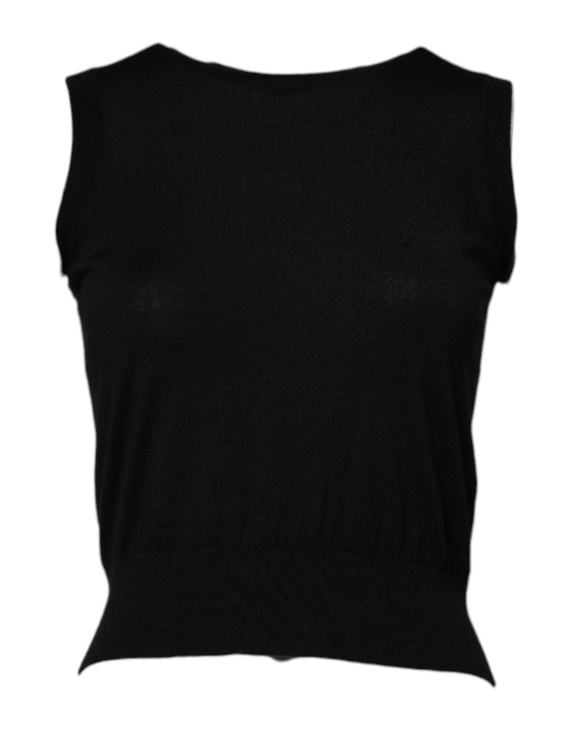 Dolce & Gabbana Schwarzes ärmelloses Tank-T-Shirt aus Kaschmir für Frauen