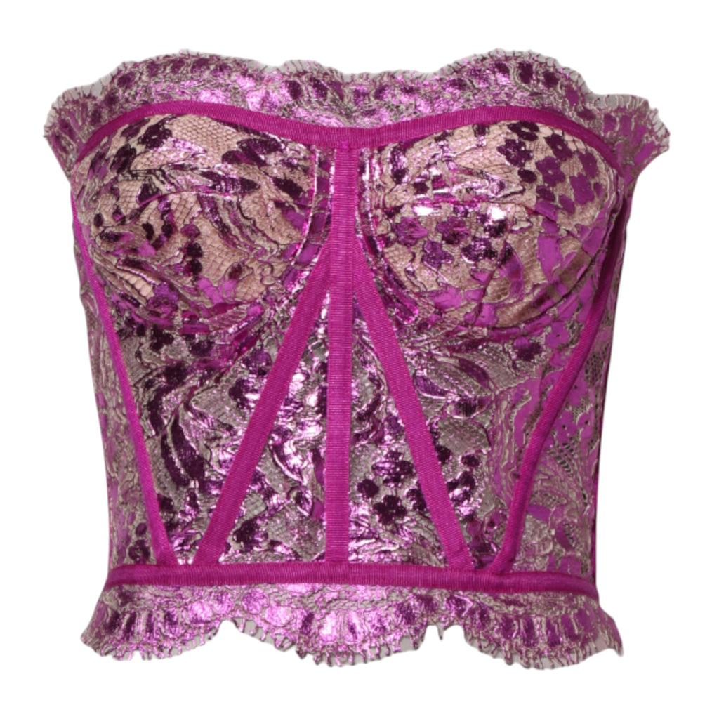 Dolce & Gabbana Rosa Bustier ärmelloses Korsett Bluse Top