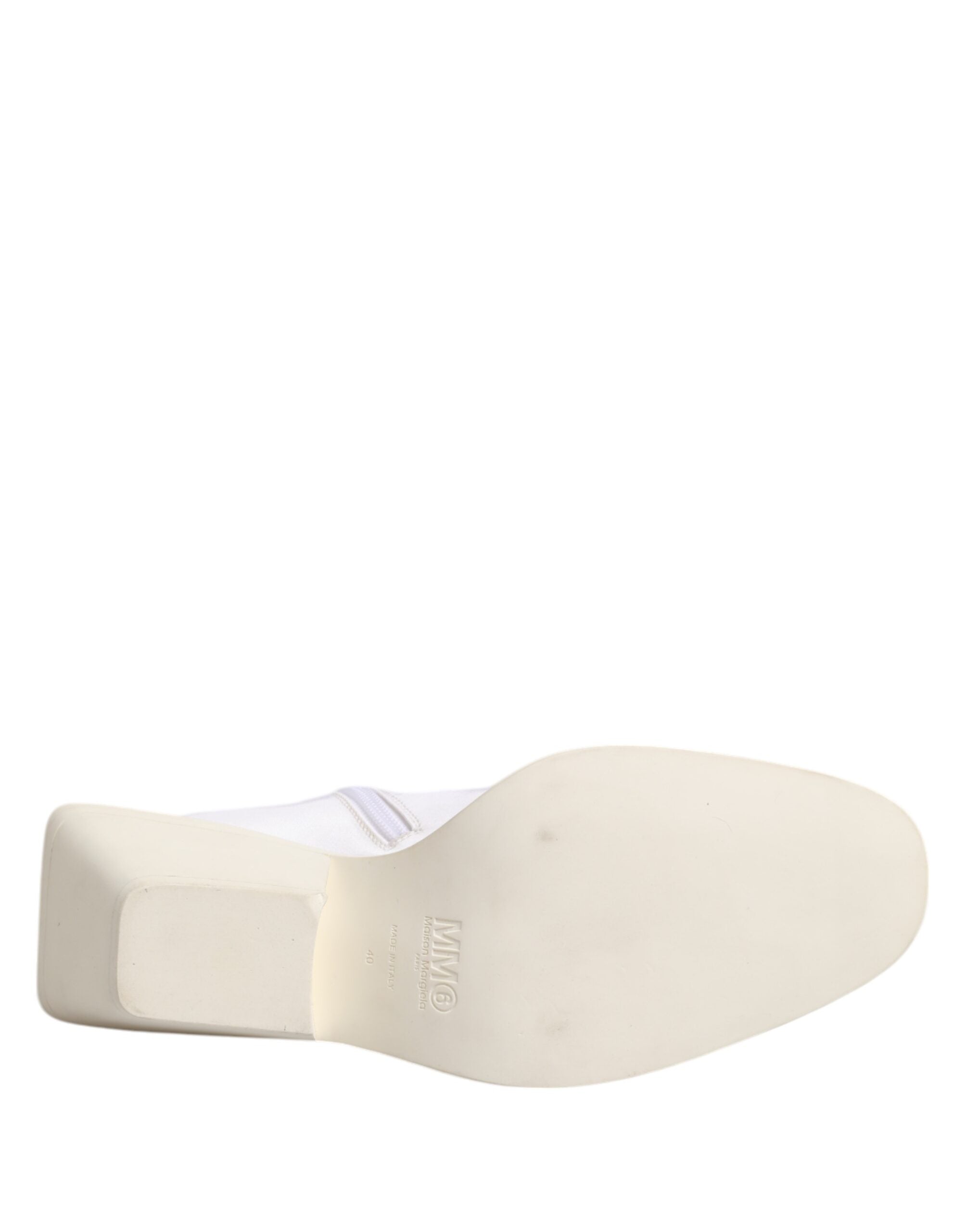 Maison Margiela Weiße Quadratische Ferse Reißverschluss Stiefeletten Schuhe