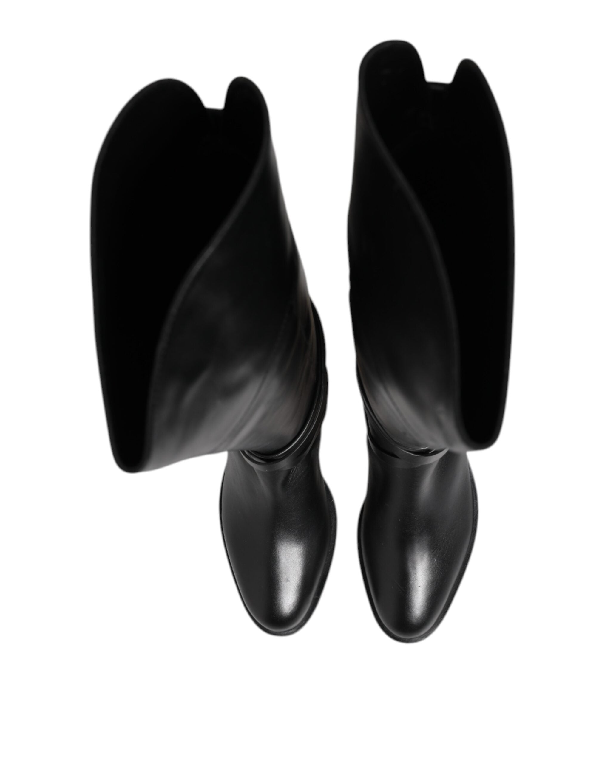 Elisabetta Franchi Schwarze Lederschnallenstiefel Schuhe