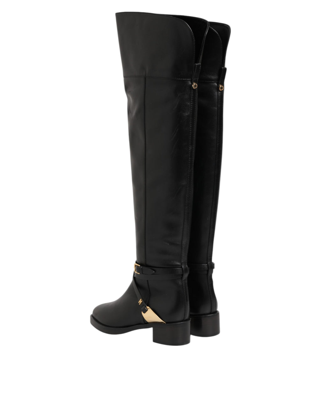 Elisabetta Franchi Schwarze Lederschnallenstiefel Schuhe