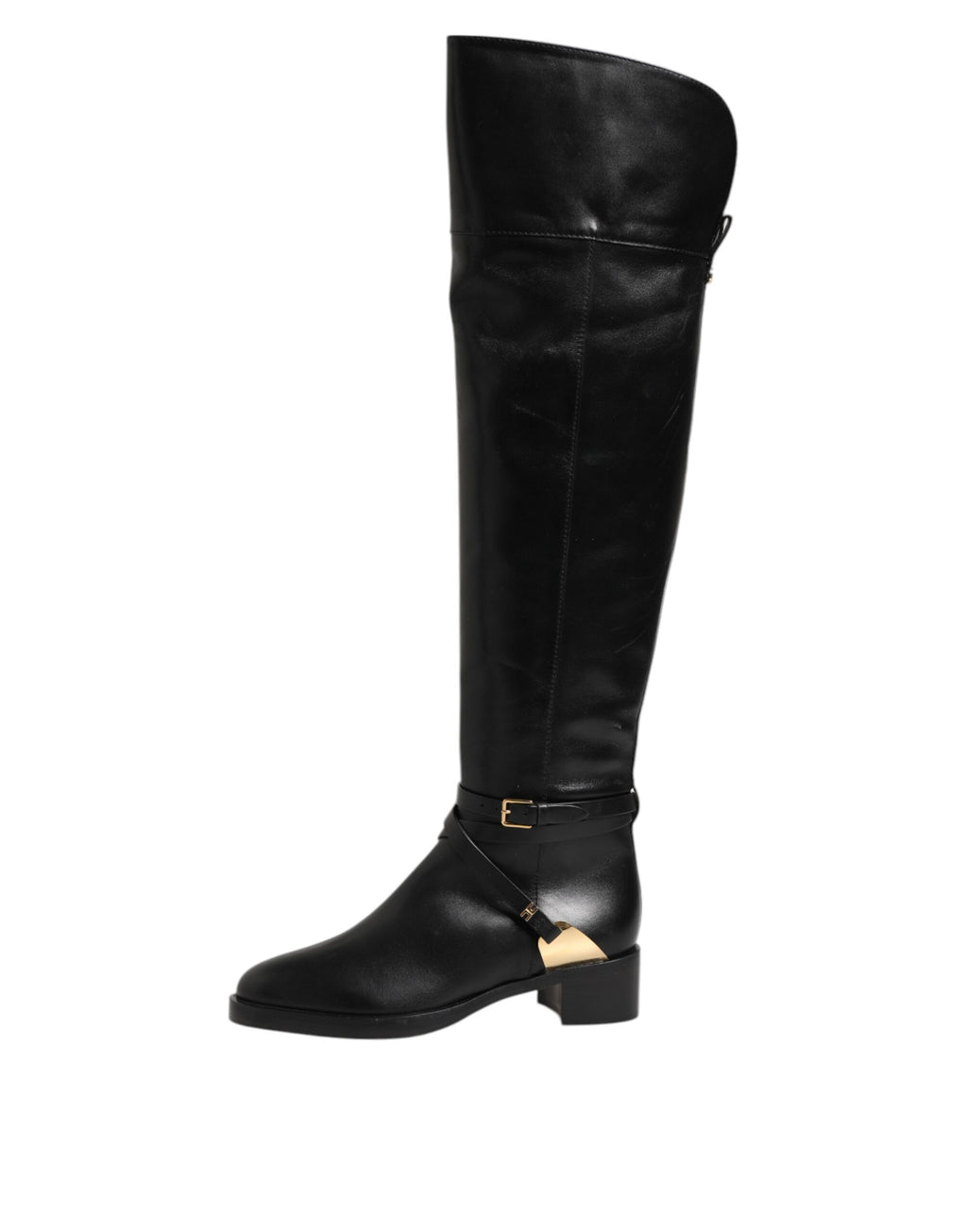 Elisabetta Franchi Schwarze Lederschnallenstiefel Schuhe