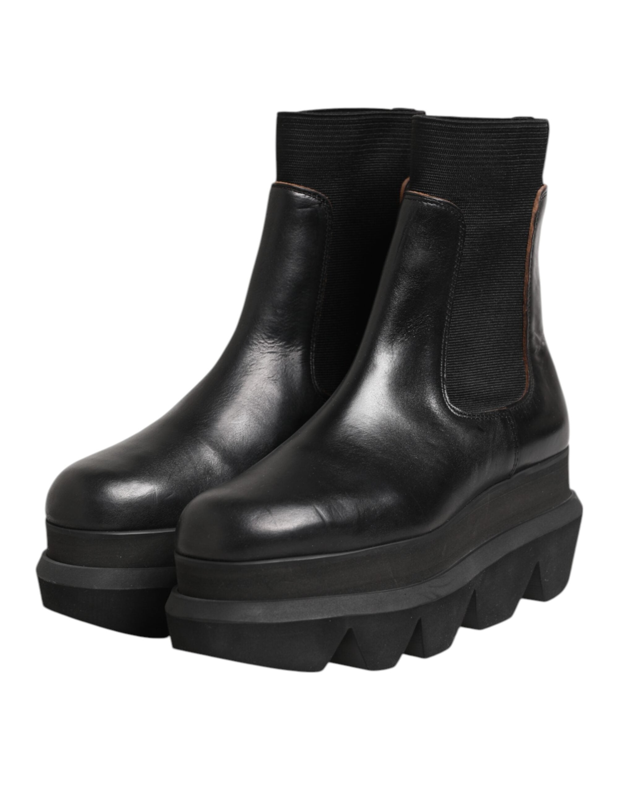 Sacai Schwarze Chelsea Leder Pull On Damen Ankle Boots Schuhe