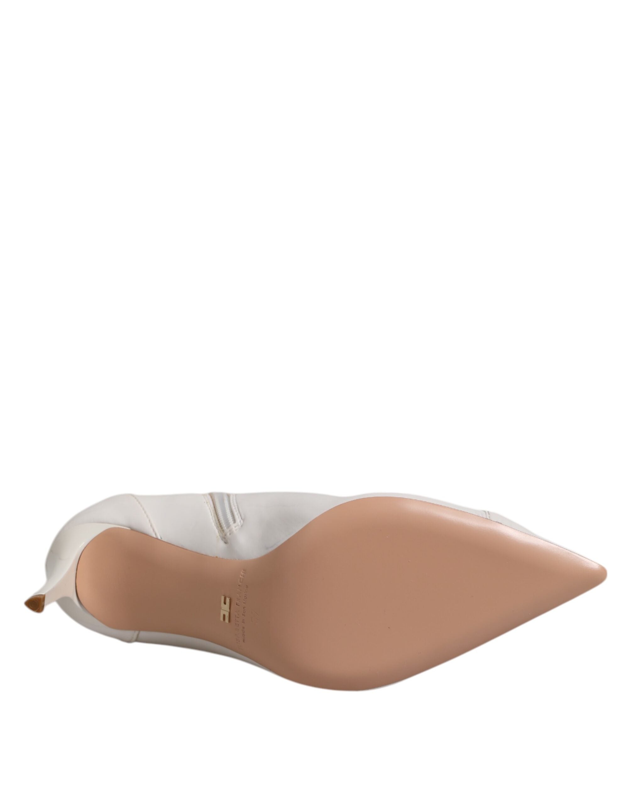 Elisabetta Franchi Weiß Stiletto Heels Mid Calf Stiefel Schuhe