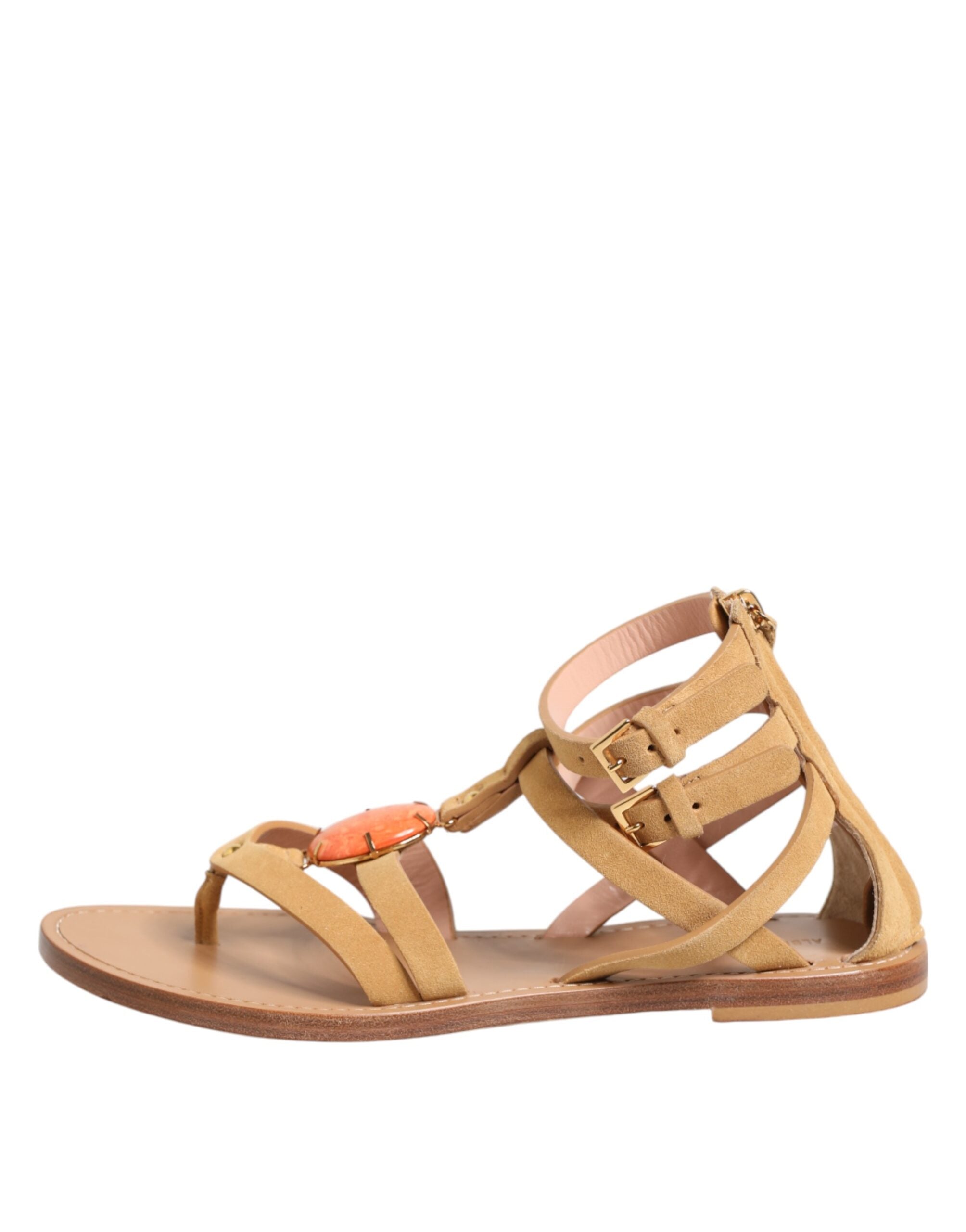 Alberta Ferretti Braune Flip Flops Zipper Knöchelriemen Schuhe
