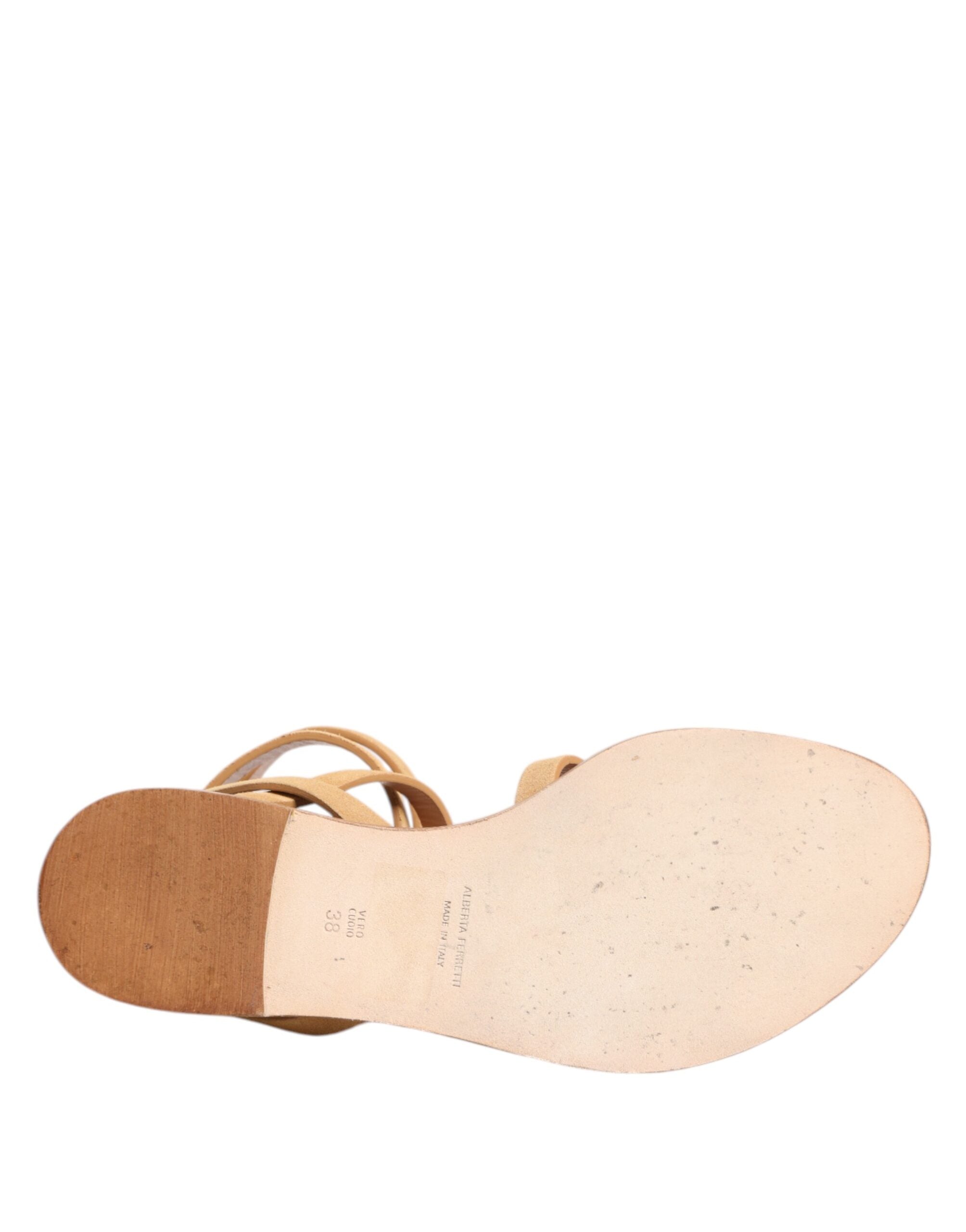 Alberta Ferretti Braune Flip Flops Zipper Knöchelriemen Schuhe