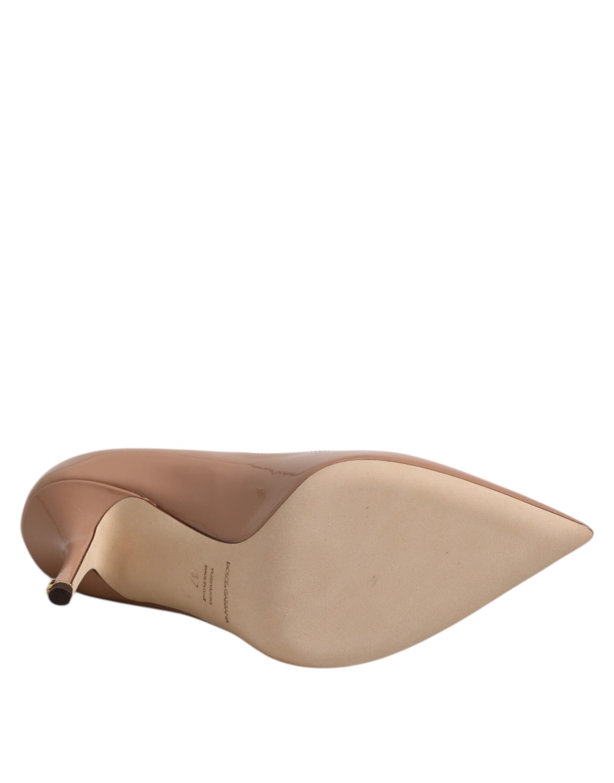 Dolce & Gabbana Beige Lackleder Stiletto Heel Pumps Schuhe