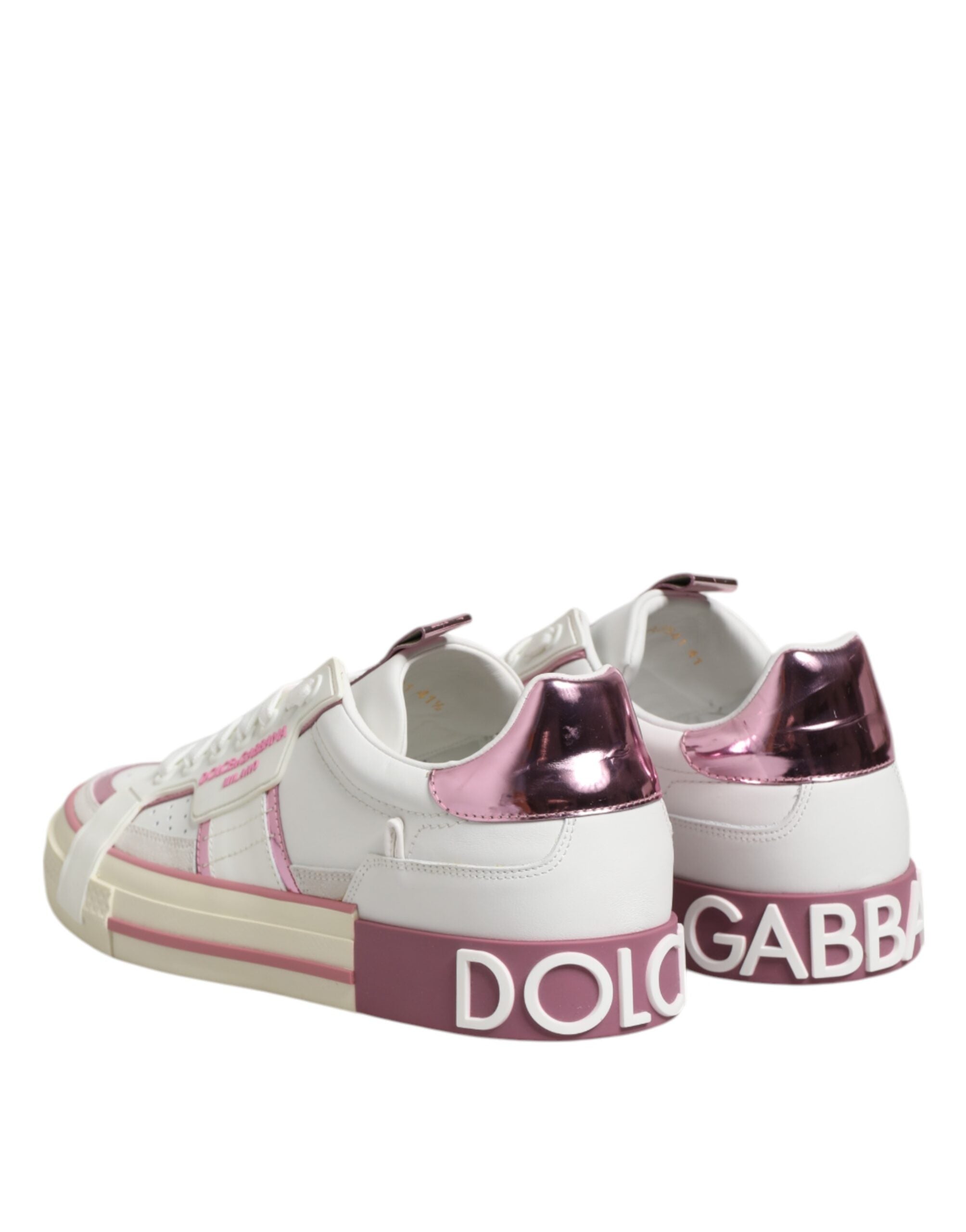 Dolce & Gabbana Weißes Leder DG Logo Low Top Sneakers Schuhe