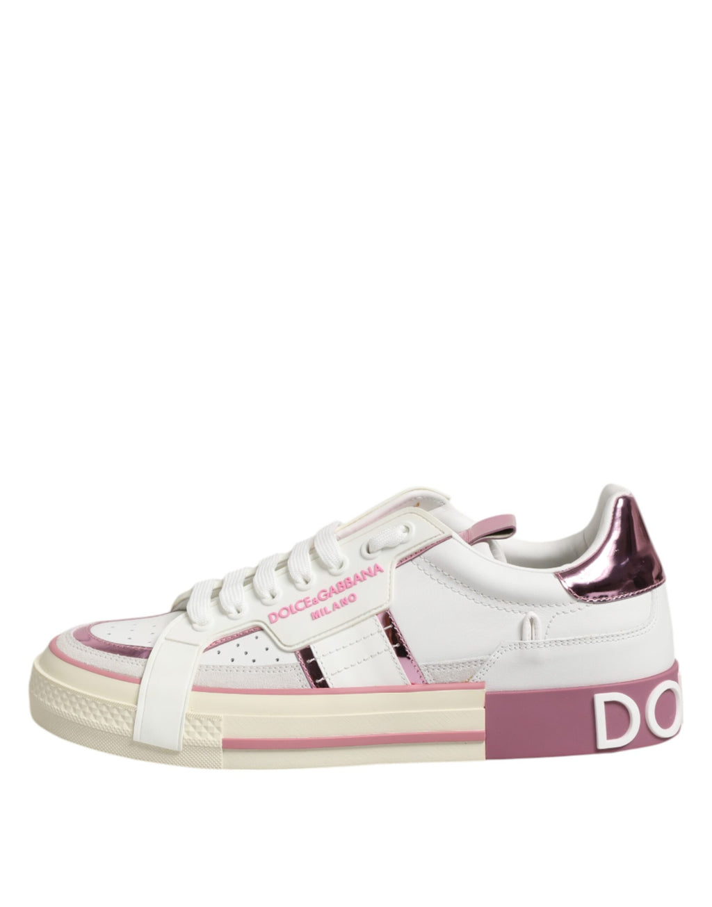 Dolce & Gabbana Weißes Leder DG Logo Low Top Sneakers Schuhe