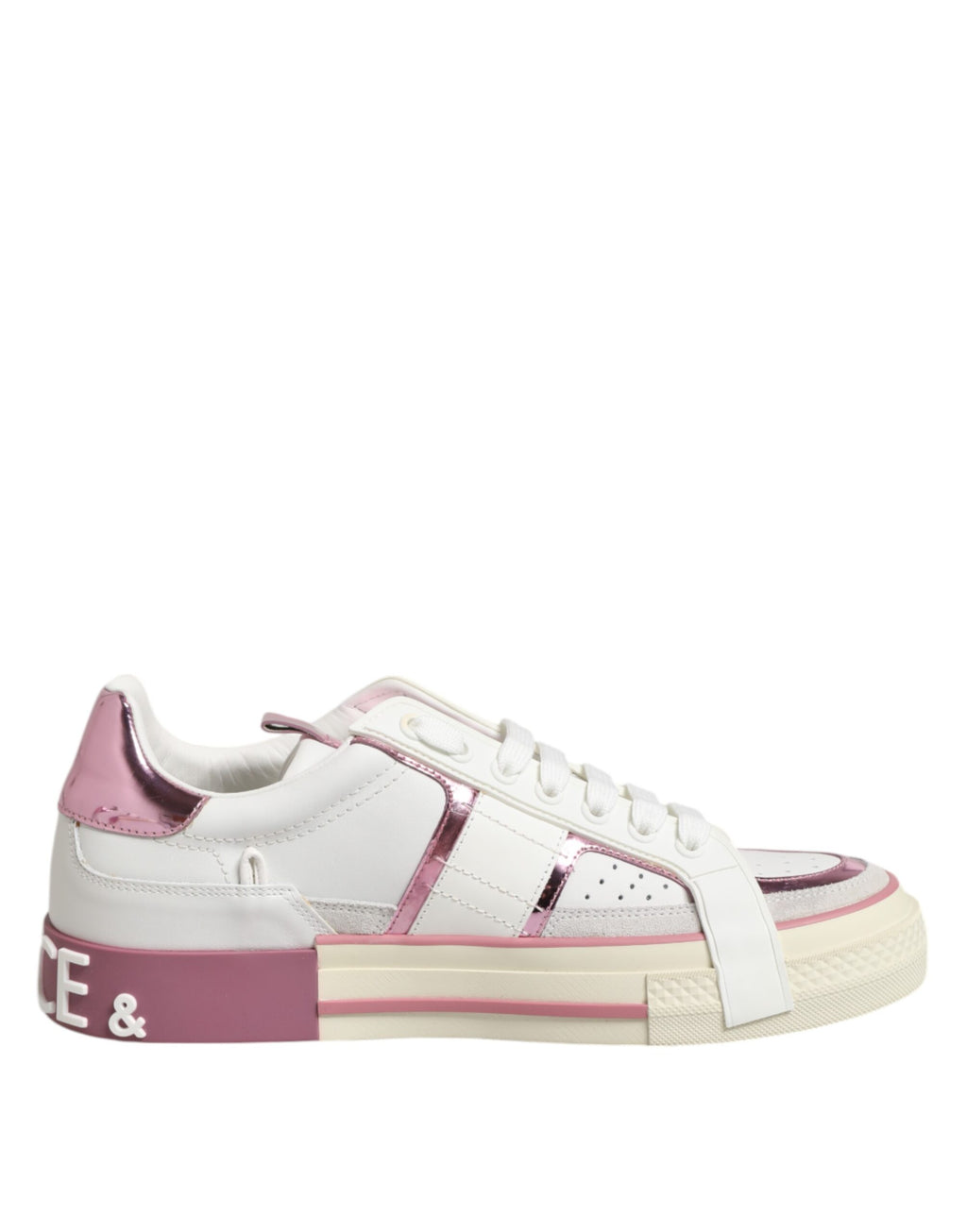 Dolce & Gabbana Weißes Leder DG Logo Low Top Sneakers Schuhe