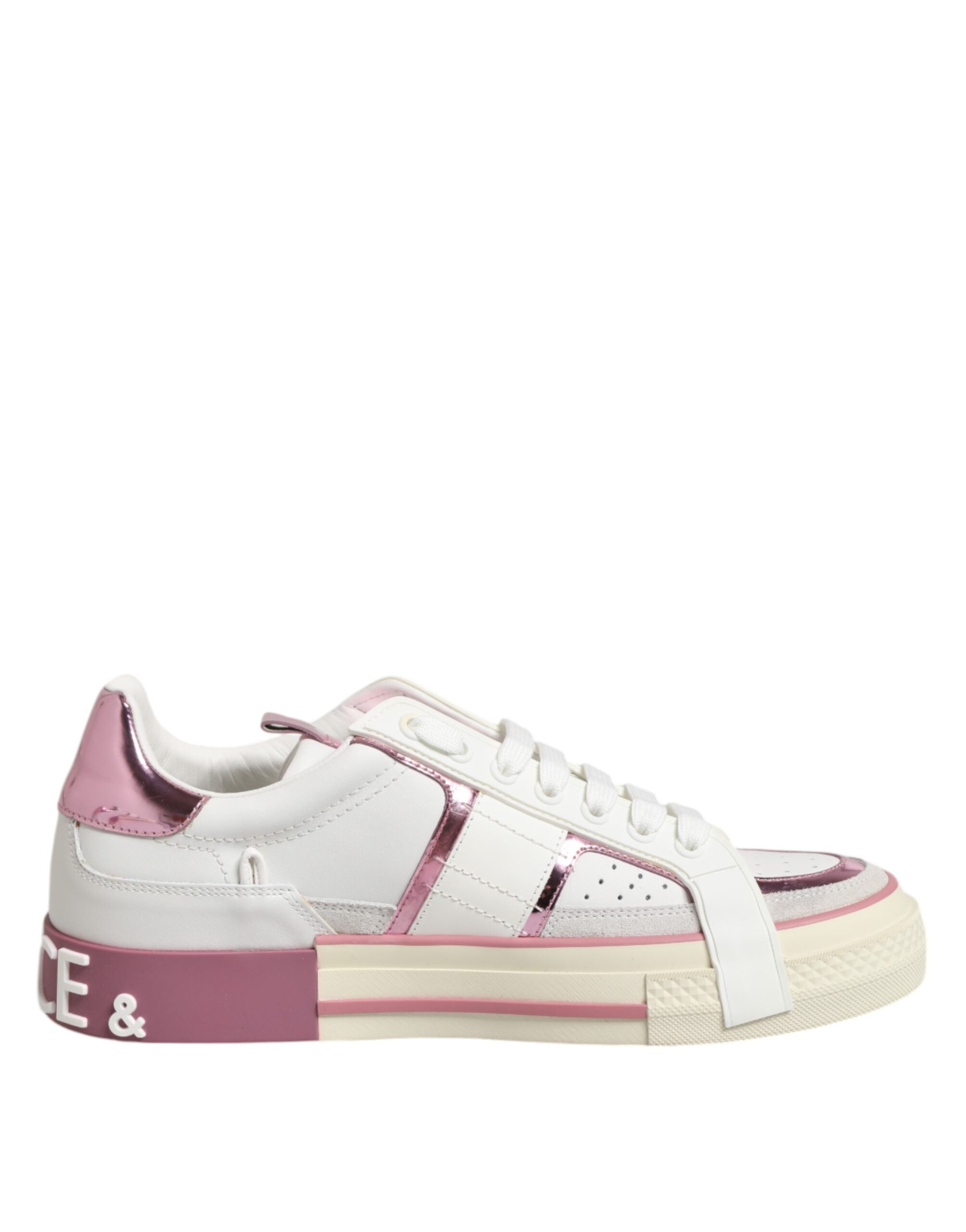 Dolce & Gabbana Weißes Leder DG Logo Low Top Sneakers Schuhe