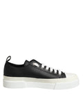 Dolce & Gabbana Black White Leather Low Top Sneakers Shoes