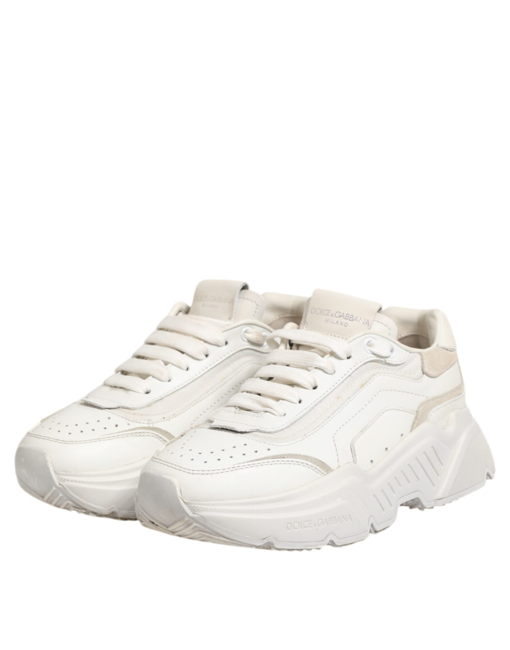 Dolce & Gabbana Weiße DAYMASTER Kalbsleder Sneakers Schuhe