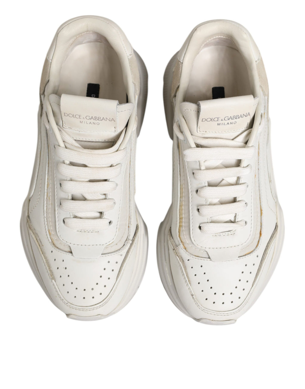 Dolce & Gabbana Weiße DAYMASTER Kalbsleder Sneakers Schuhe