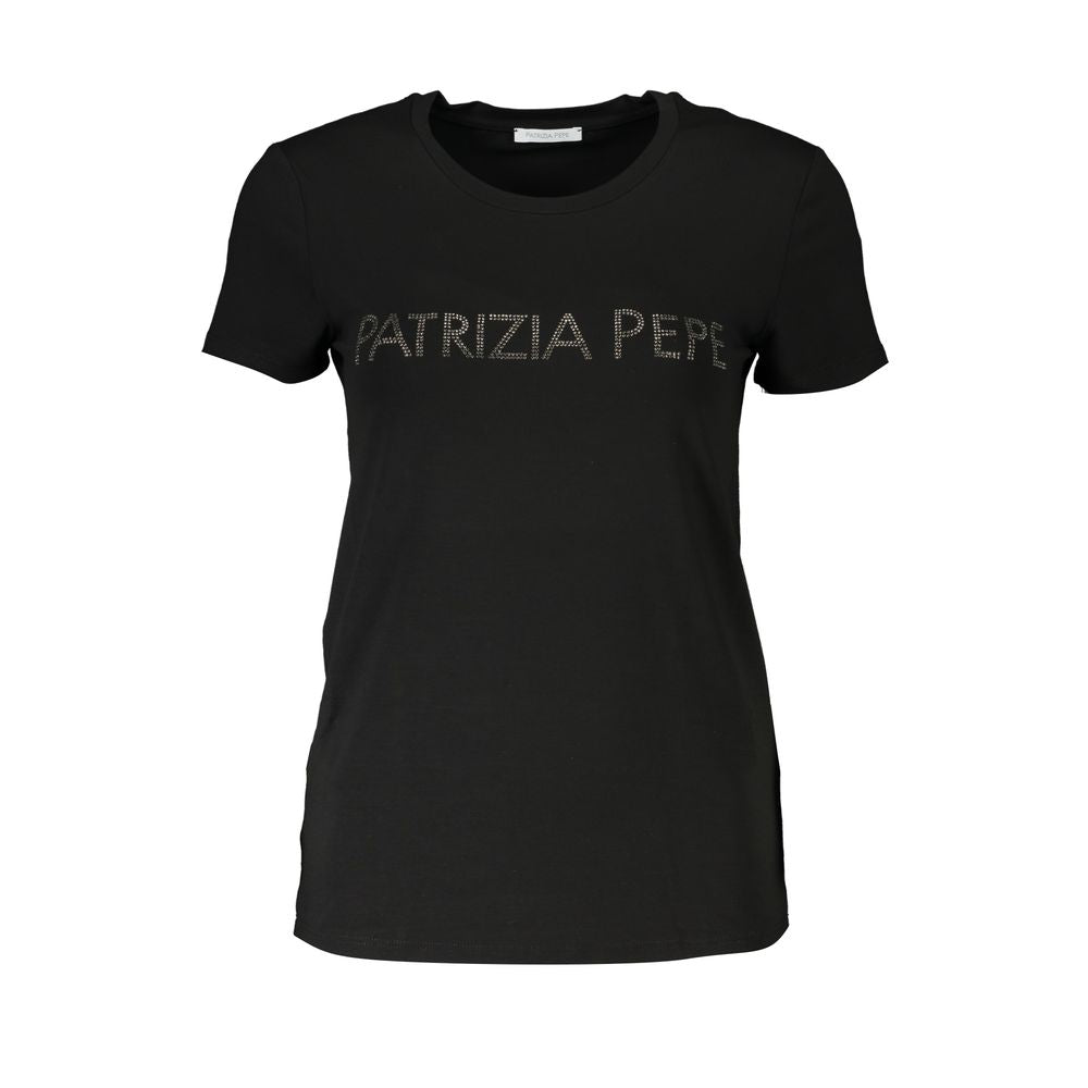 Patrizia Pepe Schwarzes T-Shirt aus Bio-Baumwolle für Frauen
