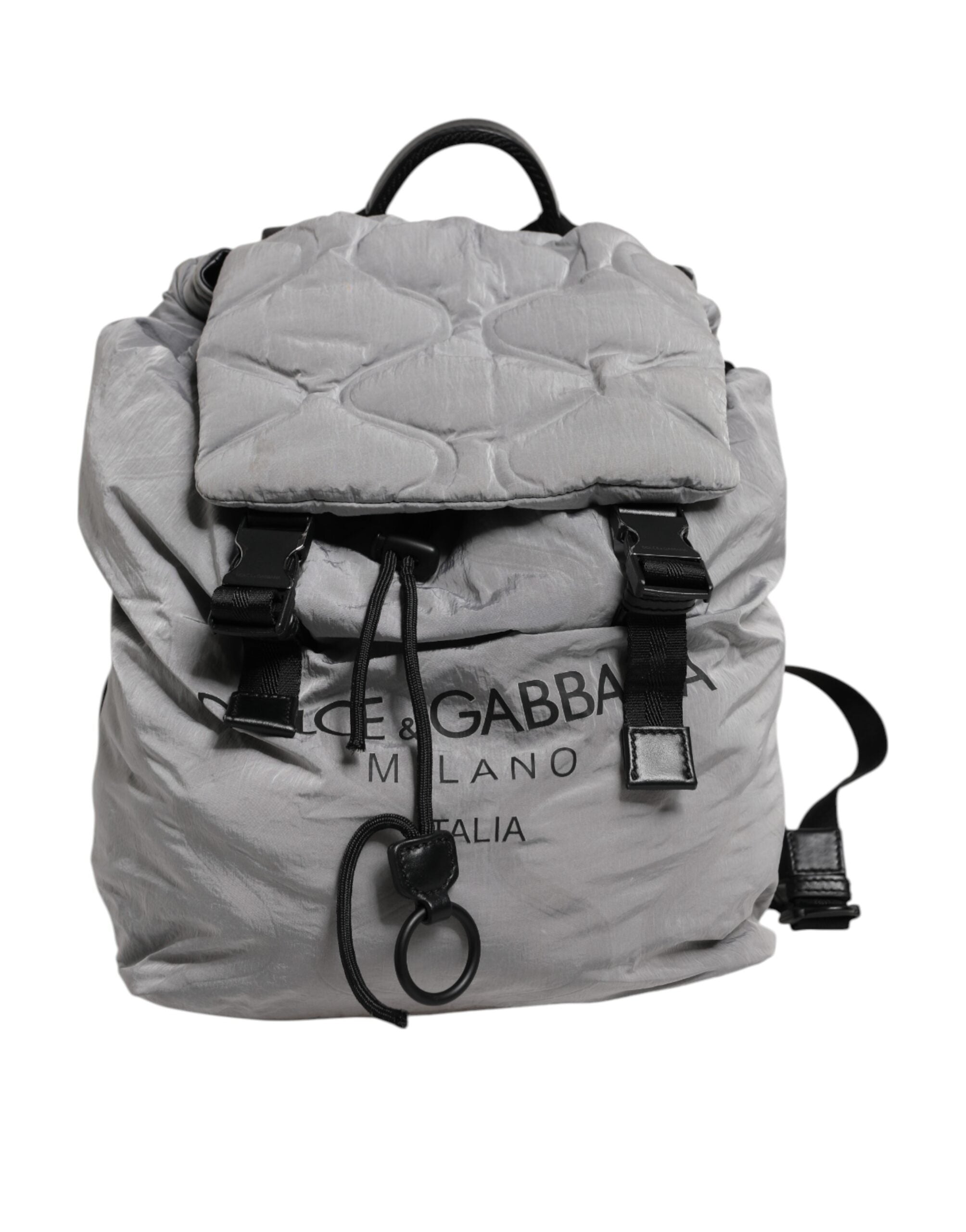 Dolce & Gabbana Graue Milano Print Drawstring Travel Backpack Tasche