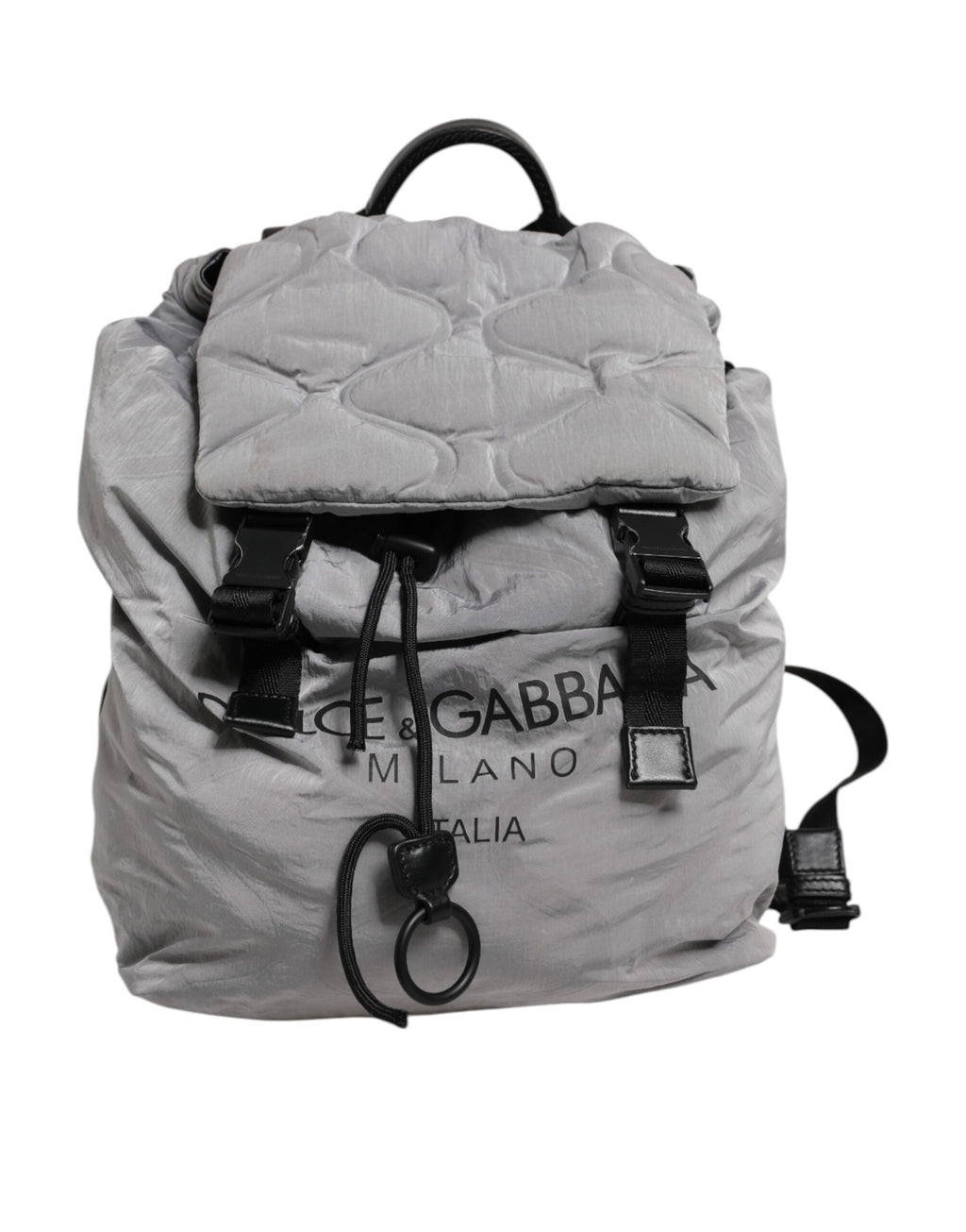 Dolce & Gabbana Graue Milano Print Drawstring Travel Backpack Tasche