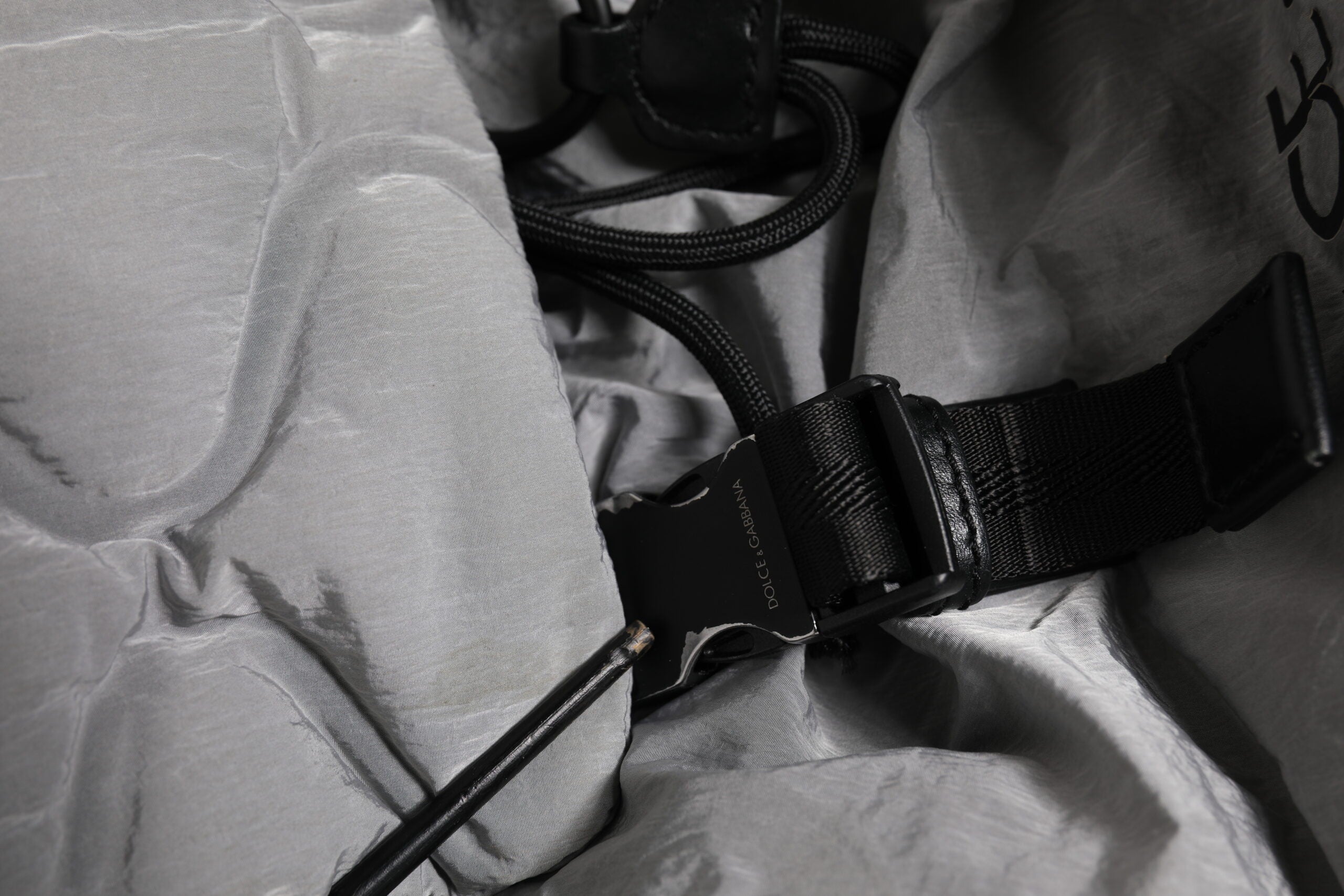 Dolce & Gabbana Graue Milano Print Drawstring Travel Backpack Tasche