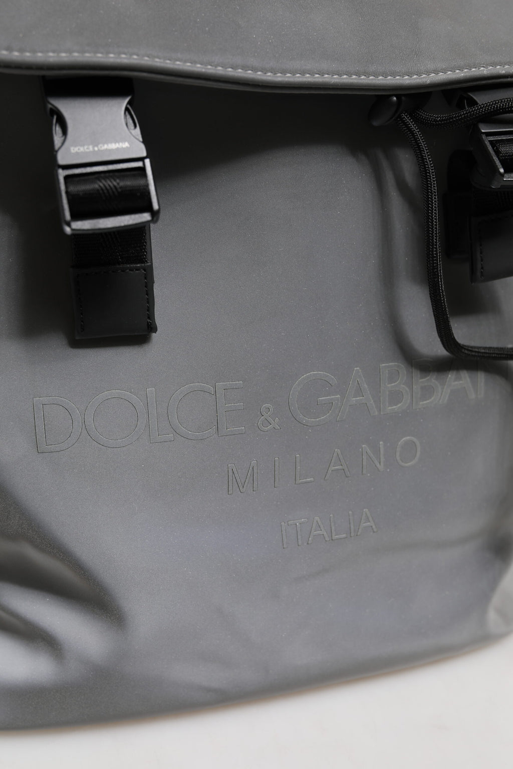 Dolce & Gabbana Grauer Palermo Reflektor Schnallen Kordelzug Rucksack Tasche