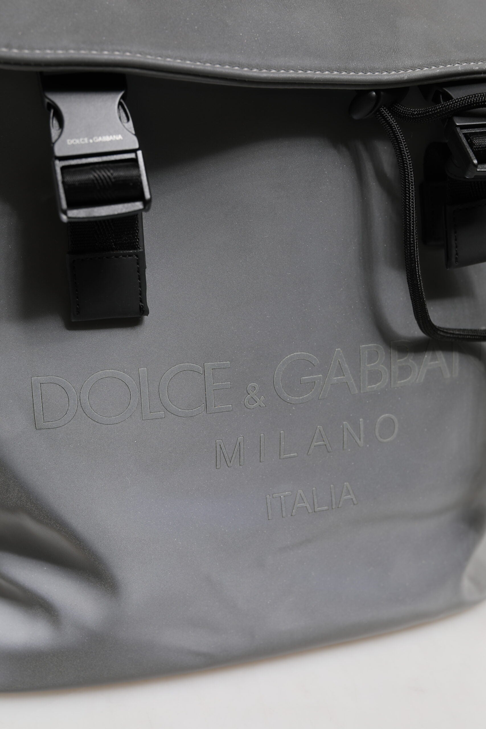Dolce & Gabbana Grauer Palermo Reflektor Schnallen Kordelzug Rucksack Tasche