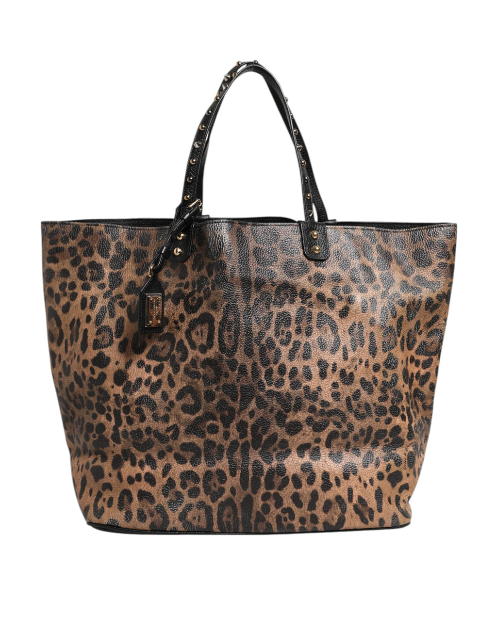 Dolce & Gabbana Braune Leopardentasche BEATRICE Leder mit Logo-Plakette Tote Bag
