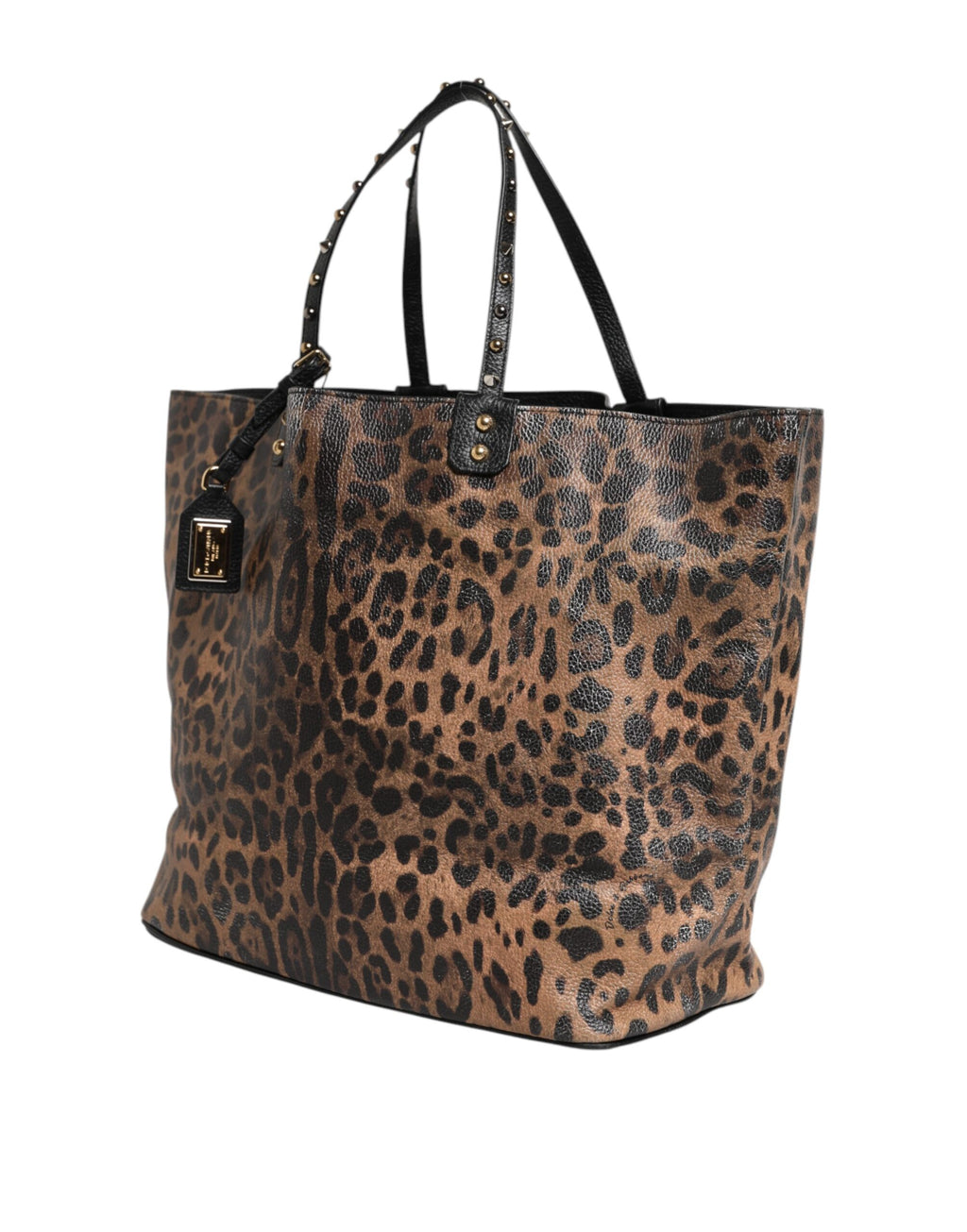 Dolce & Gabbana Braune Leopardentasche BEATRICE Leder mit Logo-Plakette Tote Bag