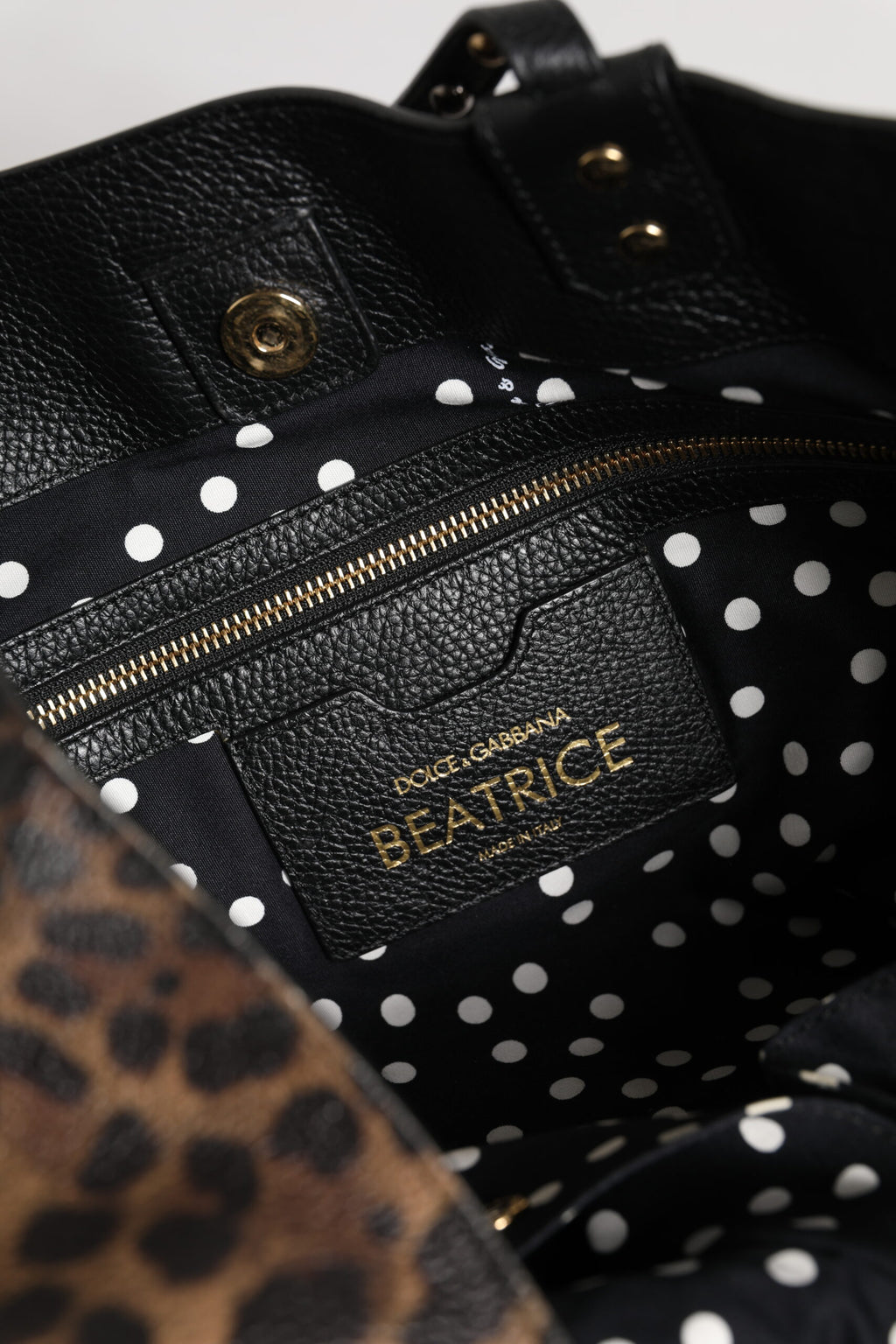 Dolce & Gabbana Braune Leopardentasche BEATRICE Leder mit Logo-Plakette Tote Bag