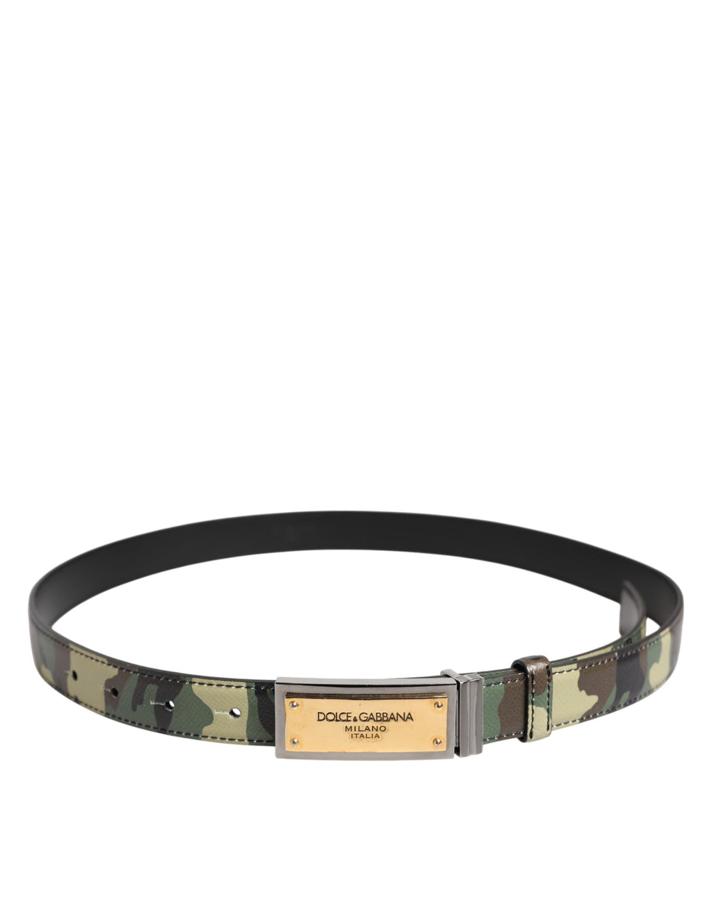 Dolce & Gabbana Multicolor Camouflage Metall Logo Schnalle Gürtel