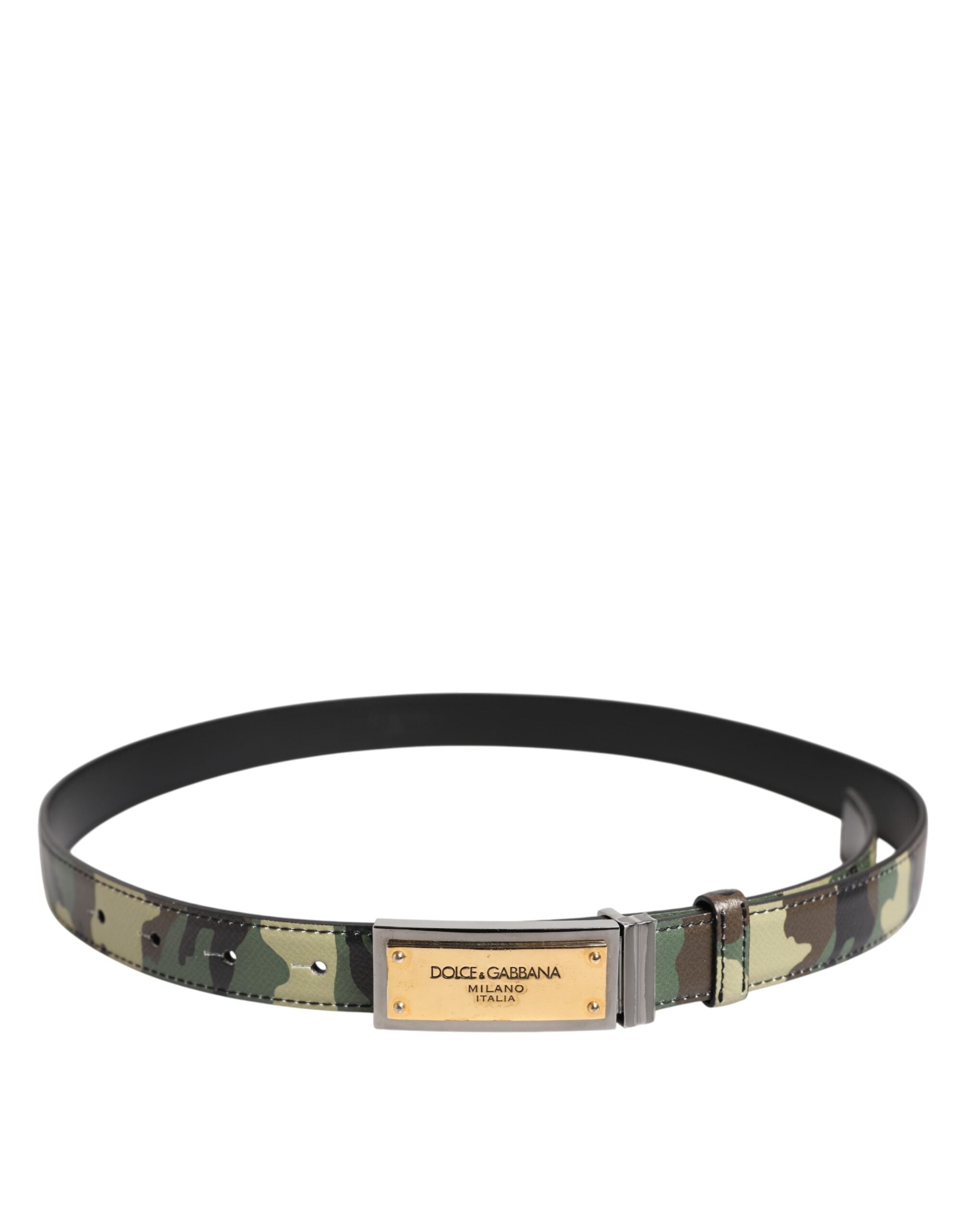 Dolce & Gabbana Multicolor Camouflage Metall Logo Schnalle Gürtel