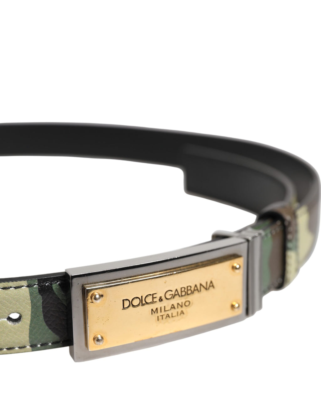 Dolce & Gabbana Multicolor Camouflage Metall Logo Schnalle Gürtel