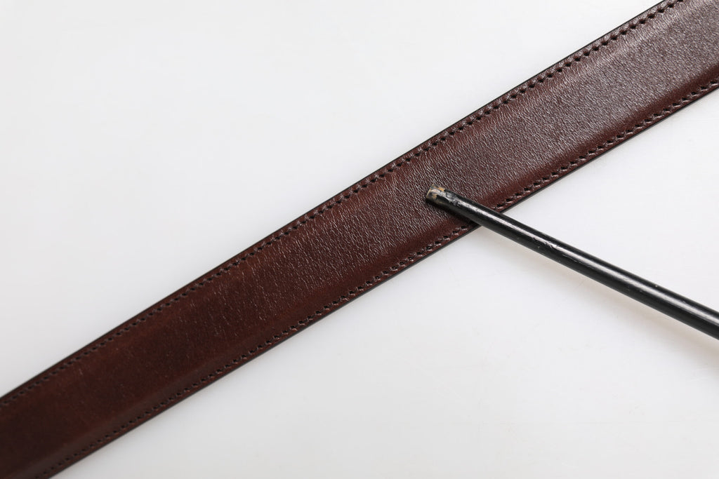 Dolce & Gabbana Brauner klassischer silberner Logo-Gürtel mit Metallschnalle