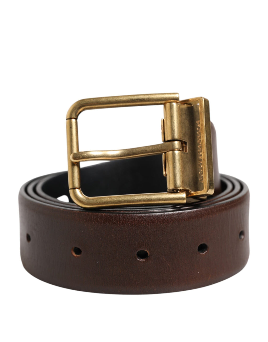 Dolce & Gabbana Braun Klassisch Gold Metall Logo Schnalle Männer Gürtel