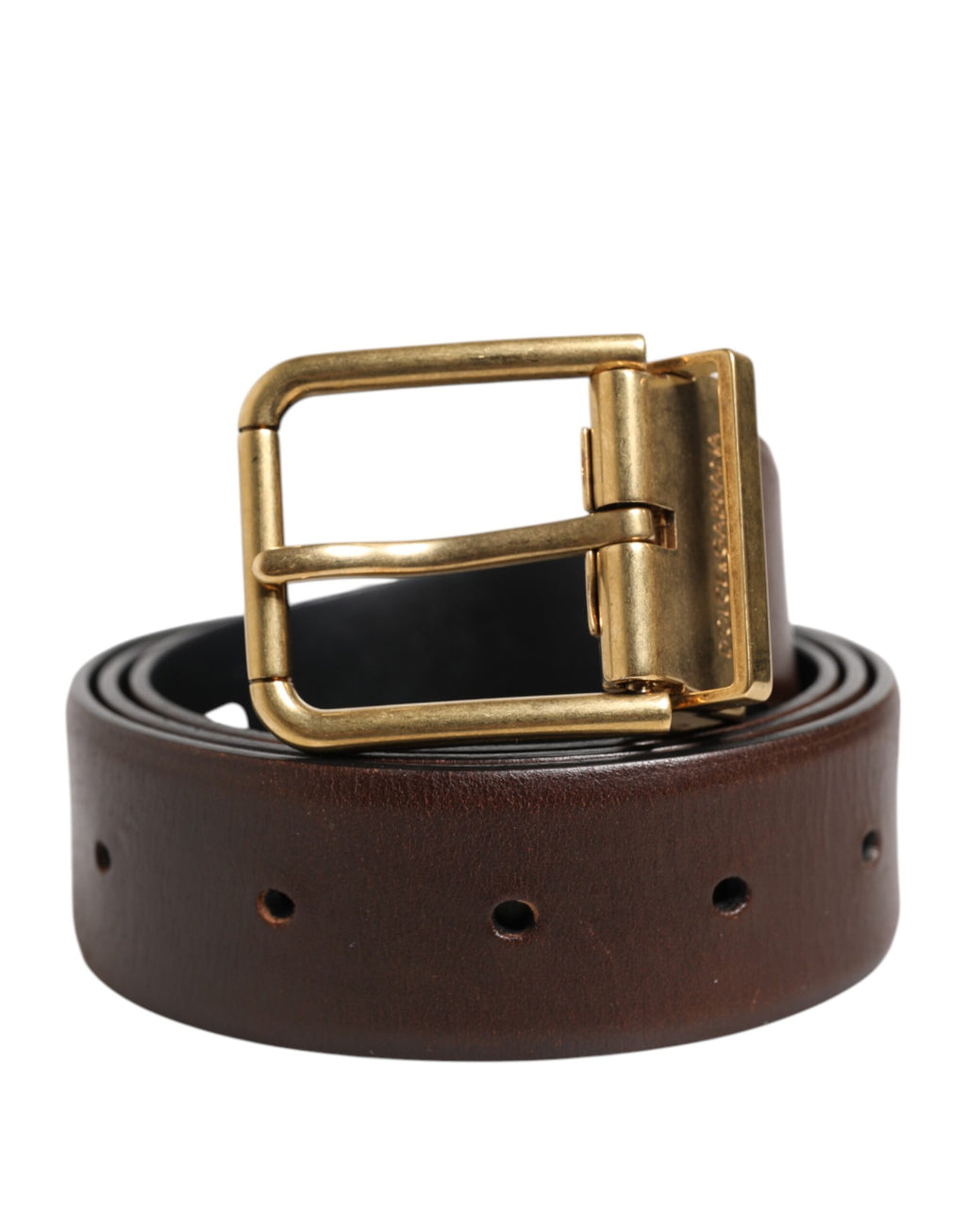 Dolce & Gabbana Braun Klassisch Gold Metall Logo Schnalle Männer Gürtel