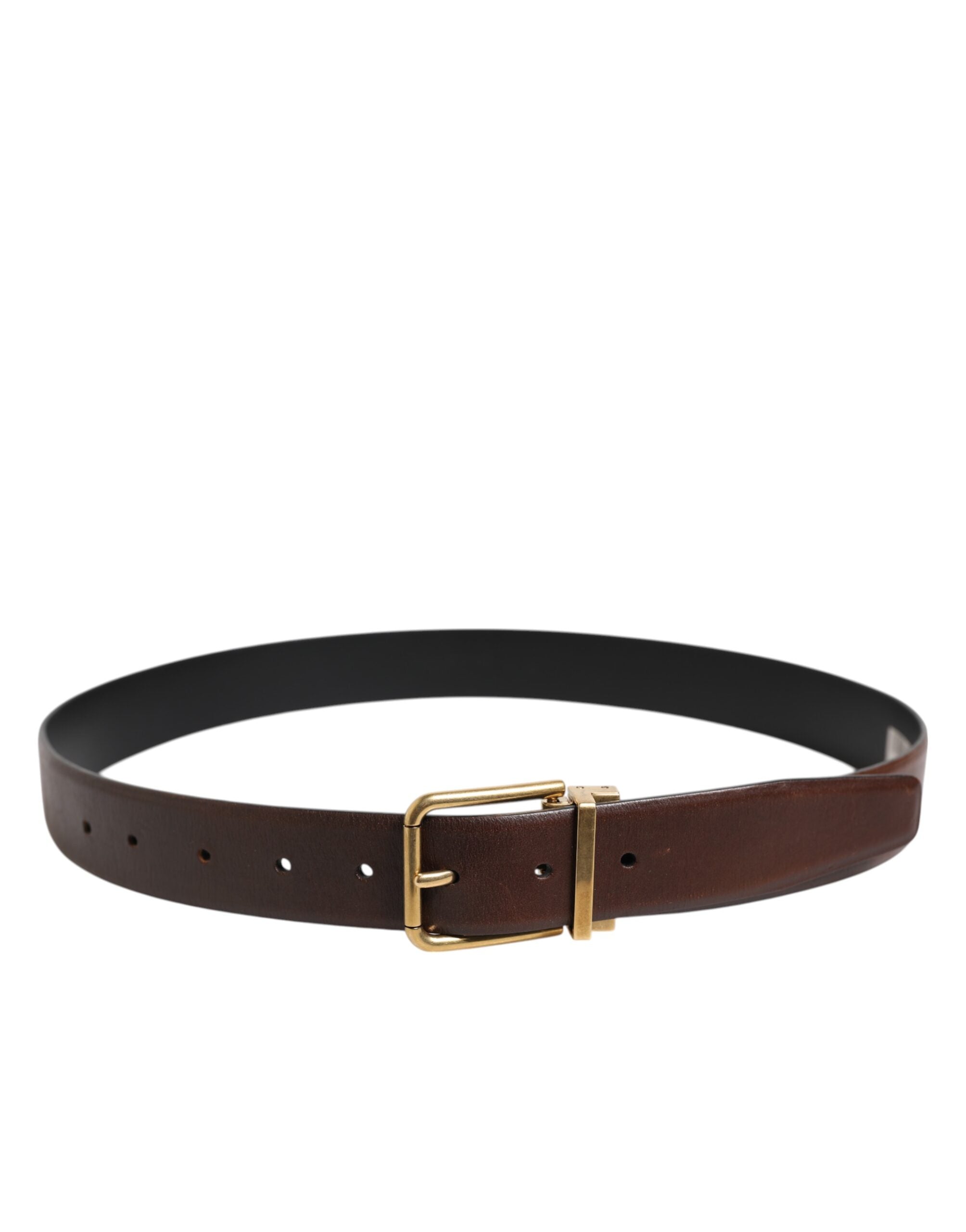 Dolce & Gabbana Braun Klassisch Gold Metall Logo Schnalle Männer Gürtel