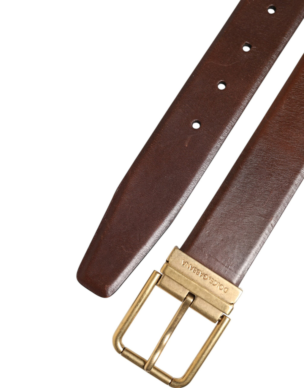 Dolce & Gabbana Braun Klassisch Gold Metall Logo Schnalle Männer Gürtel
