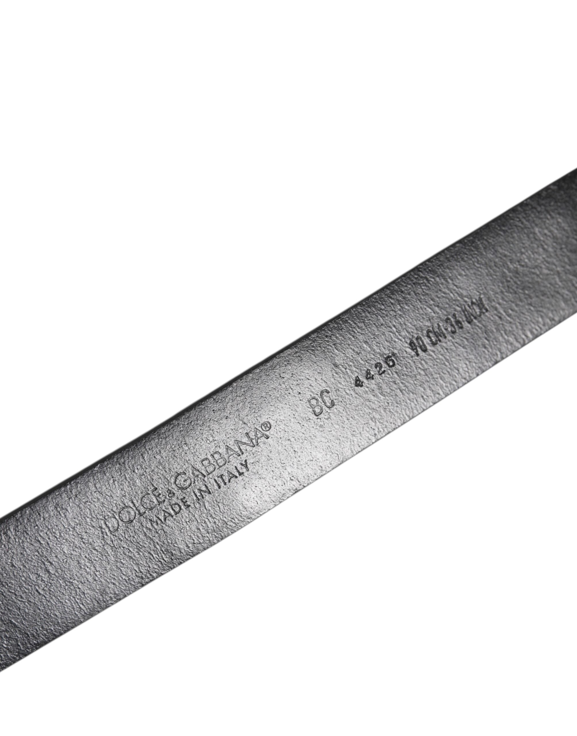 Dolce & Gabbana Schwarzer Nietengürtel aus Leder mit Metall-Logo-Schnalle