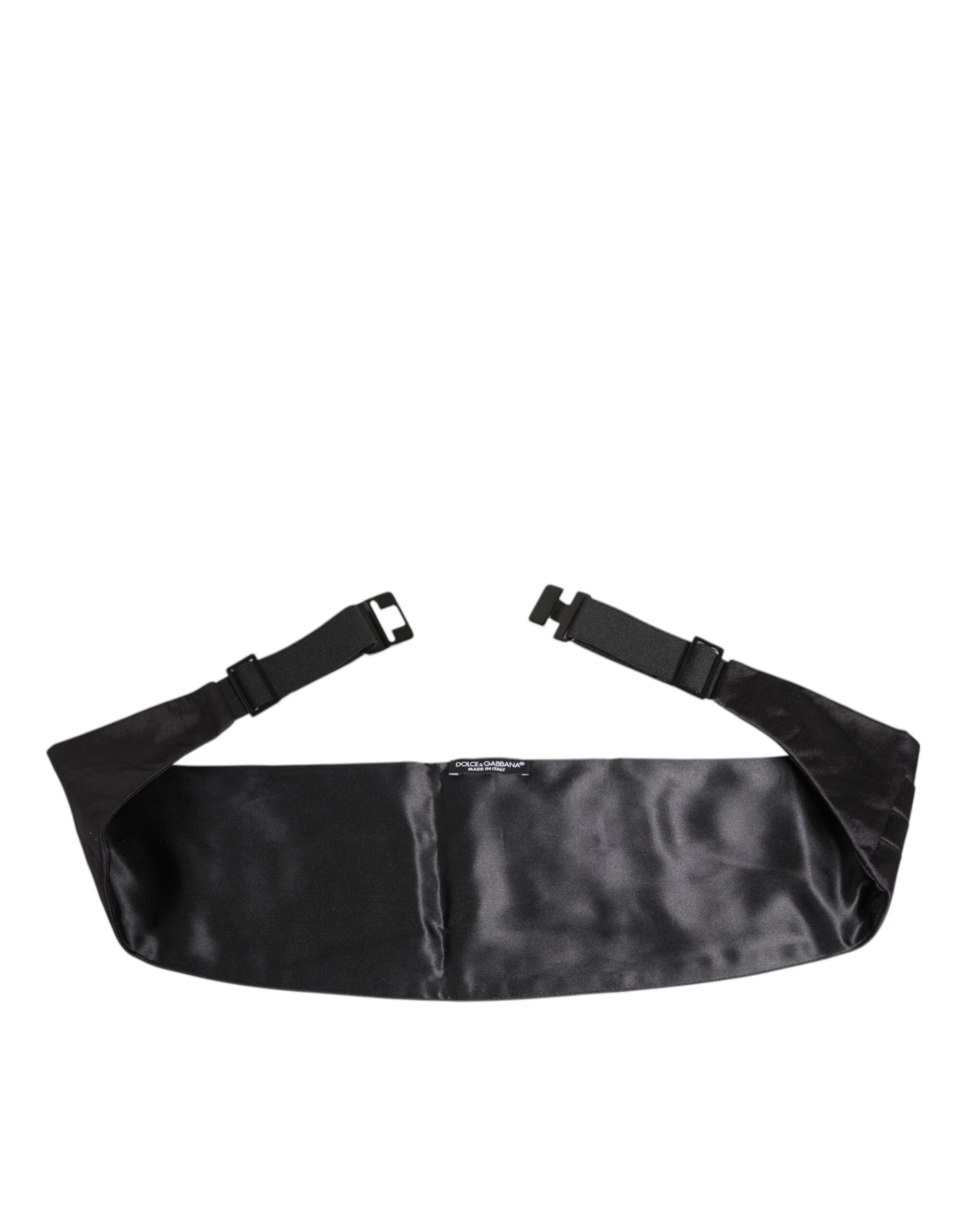 Dolce & Gabbana Schwarzer Herren 100% Seidengürtel Breite Taille Kummerbund