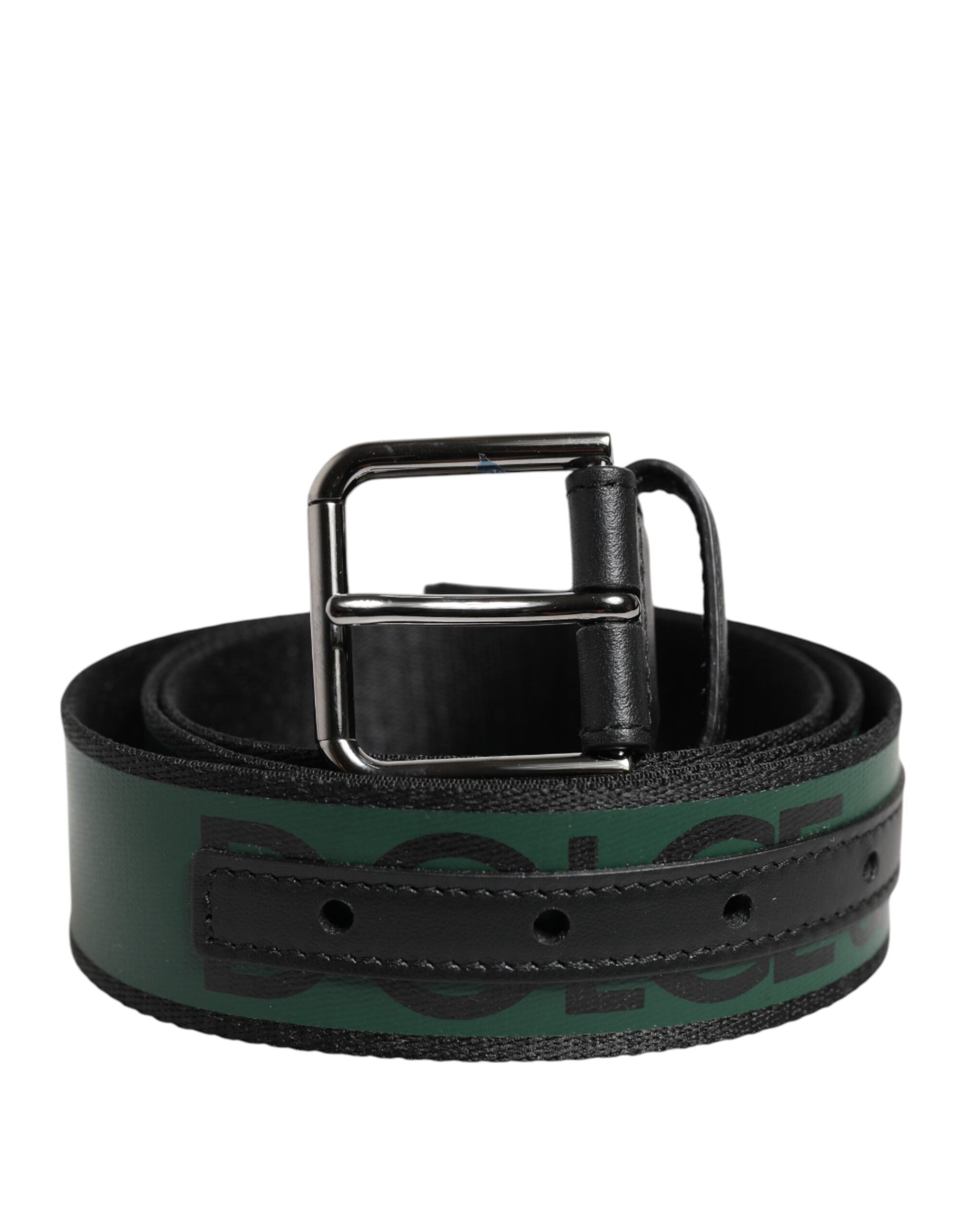 Dolce & Gabbana Grün Schwarz Polyester DG Logo Schnalle Gürtel