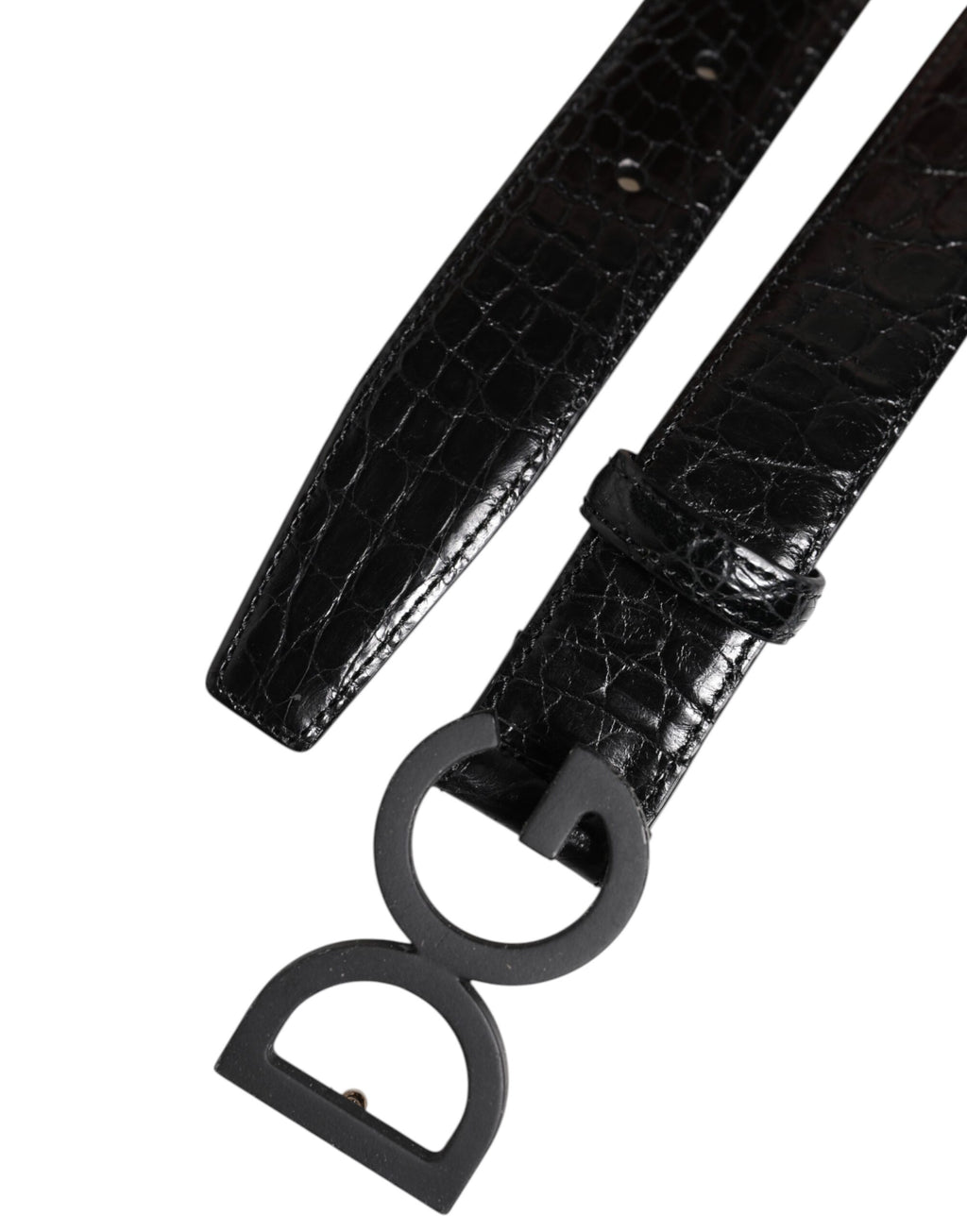 Dolce & Gabbana Schwarzes Leder Klassischer Metall DG Schnalle Gürtel