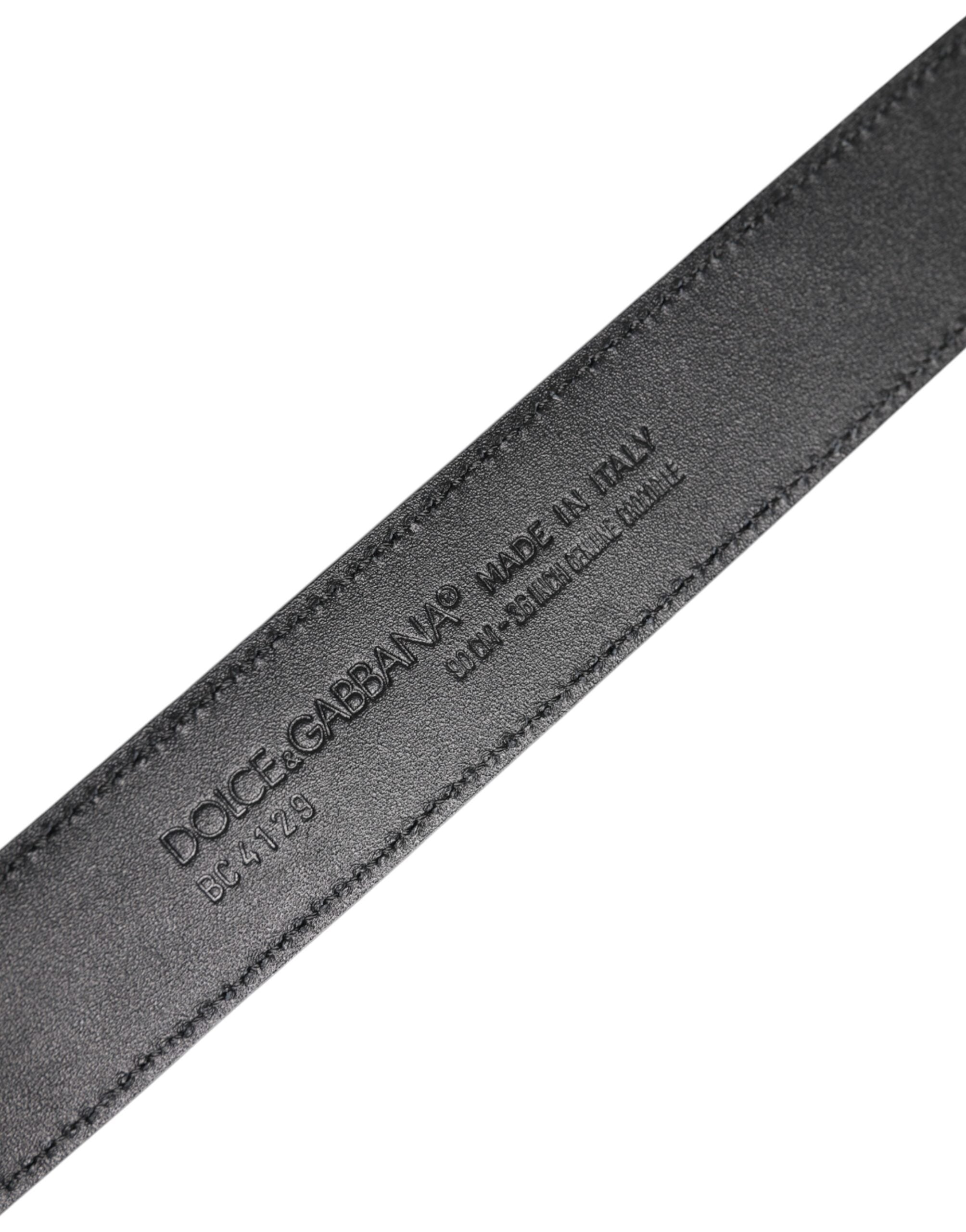 Dolce & Gabbana Schwarzes Leder Klassischer Metall DG Schnalle Gürtel