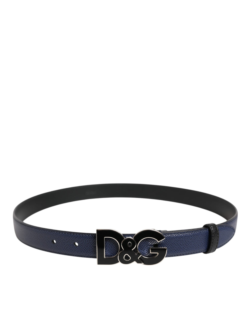 Dolce & Gabbana Blauer Leder-Klassiker Metall DG Logo Schnalle Gürtel