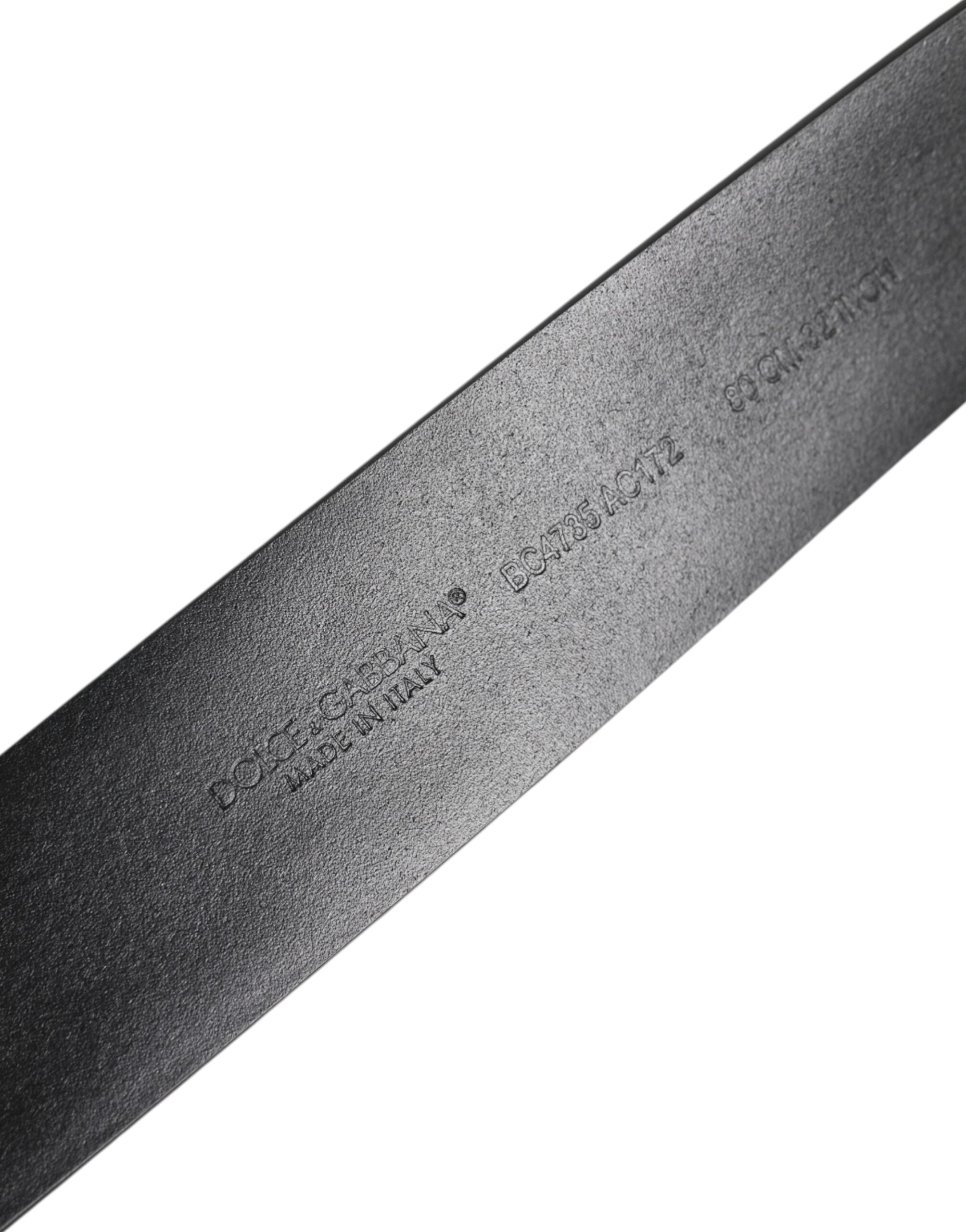 Dolce & Gabbana Schwarzer Leder Nietengürtel DG Metallschnalle