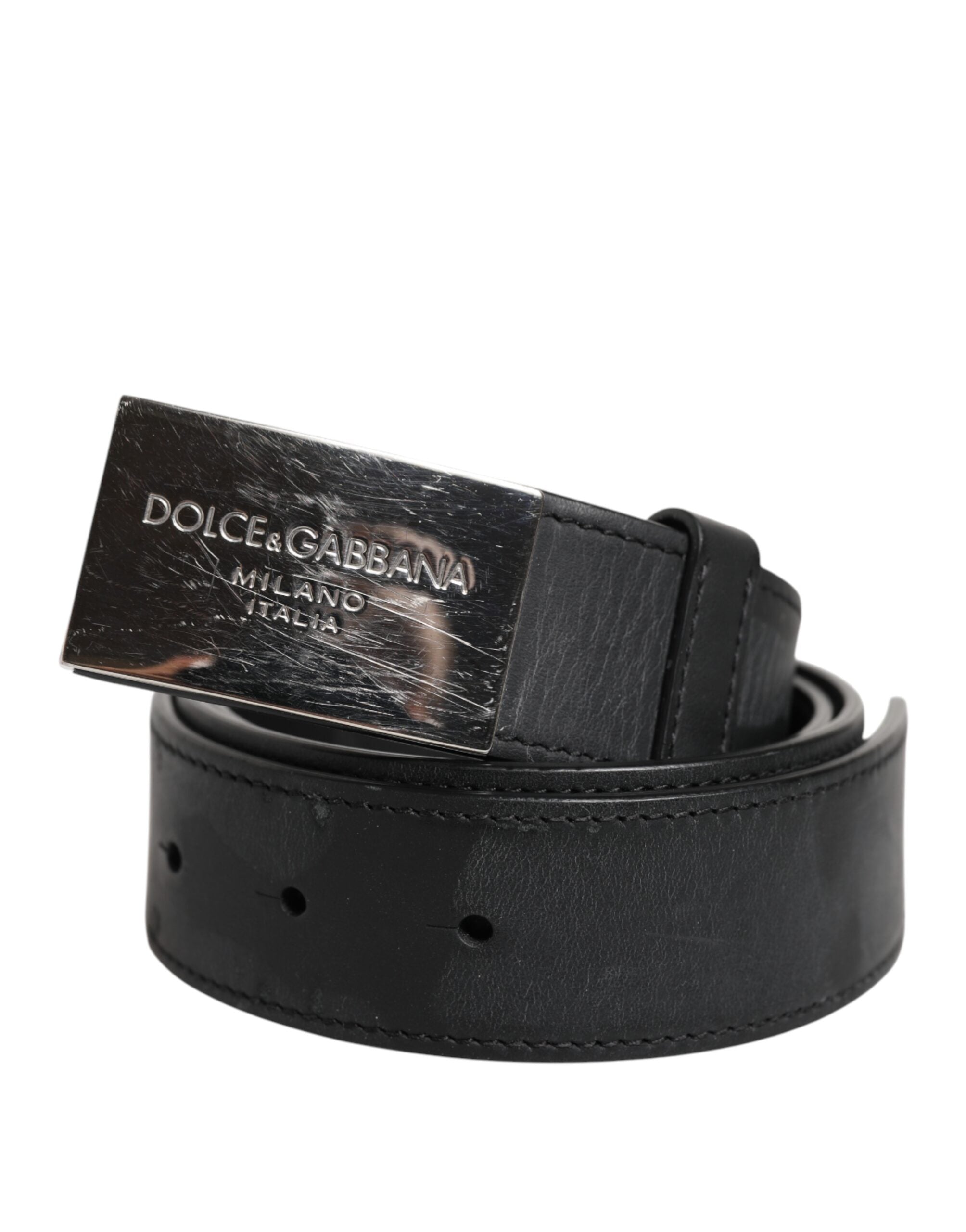 Dolce & Gabbana Schwarzer Leder-Gürtel mit klassischer Metall-Logo-Schnalle
