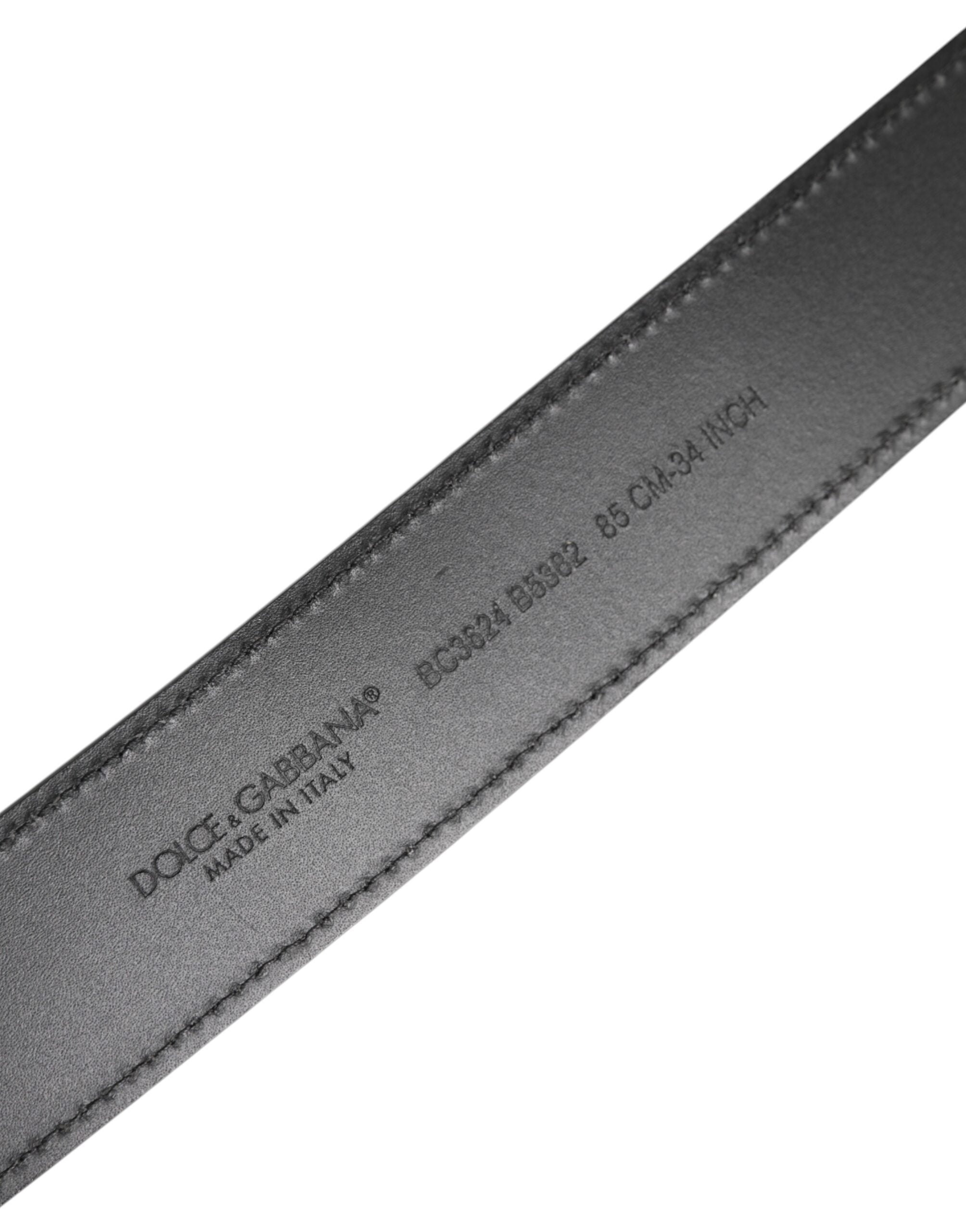 Dolce & Gabbana Schwarzer Leder-Gürtel mit klassischer Metall-Logo-Schnalle